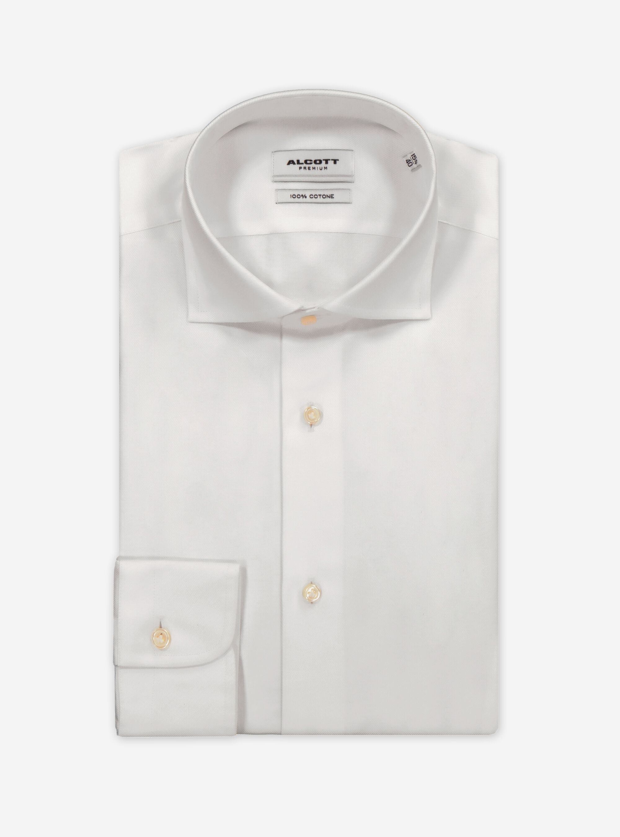 Chemise en twill avec col francais, C099 WHITE