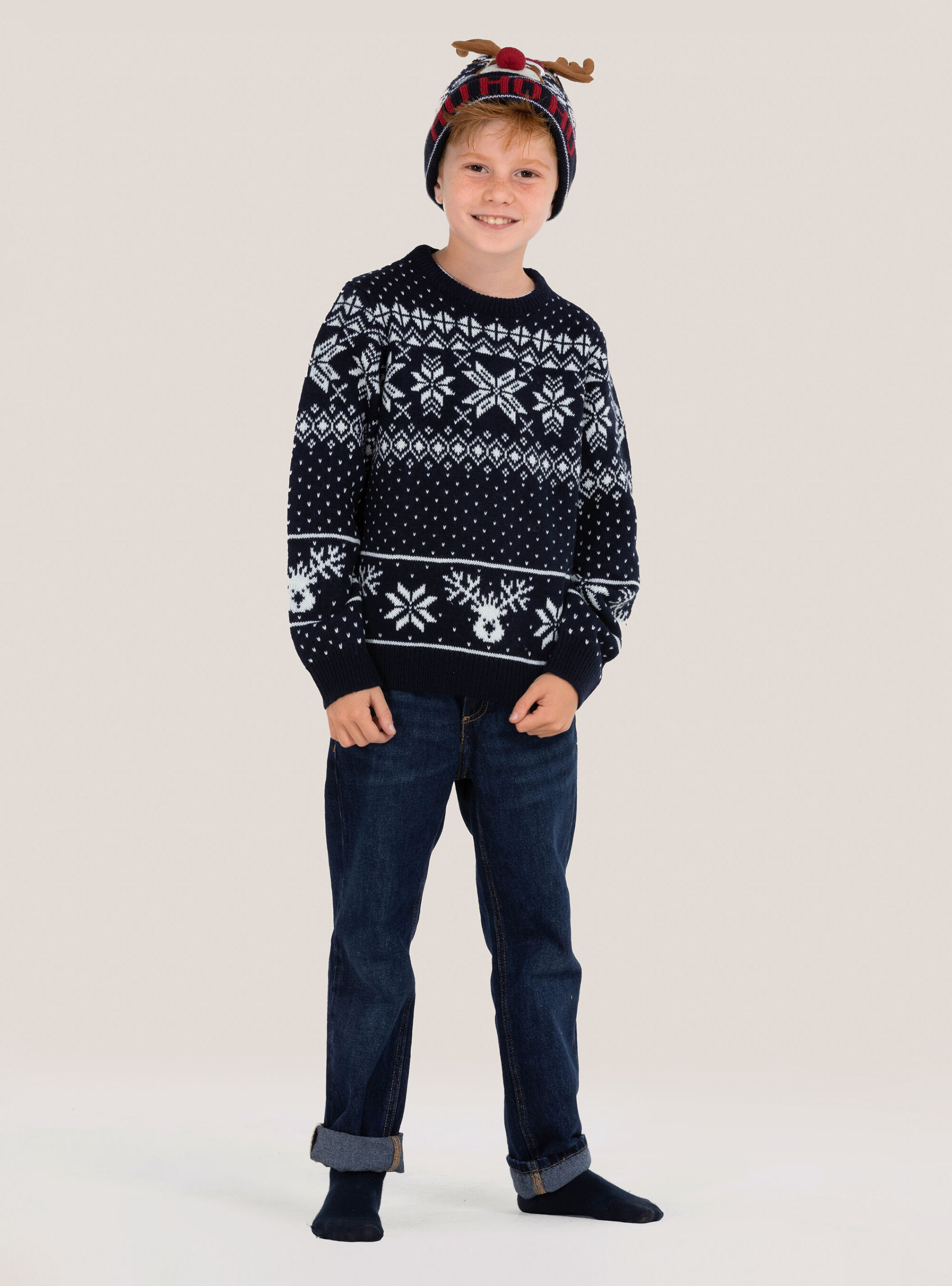 Christmas pullover ''mini me'' with snowflakes, BLUE NAVY