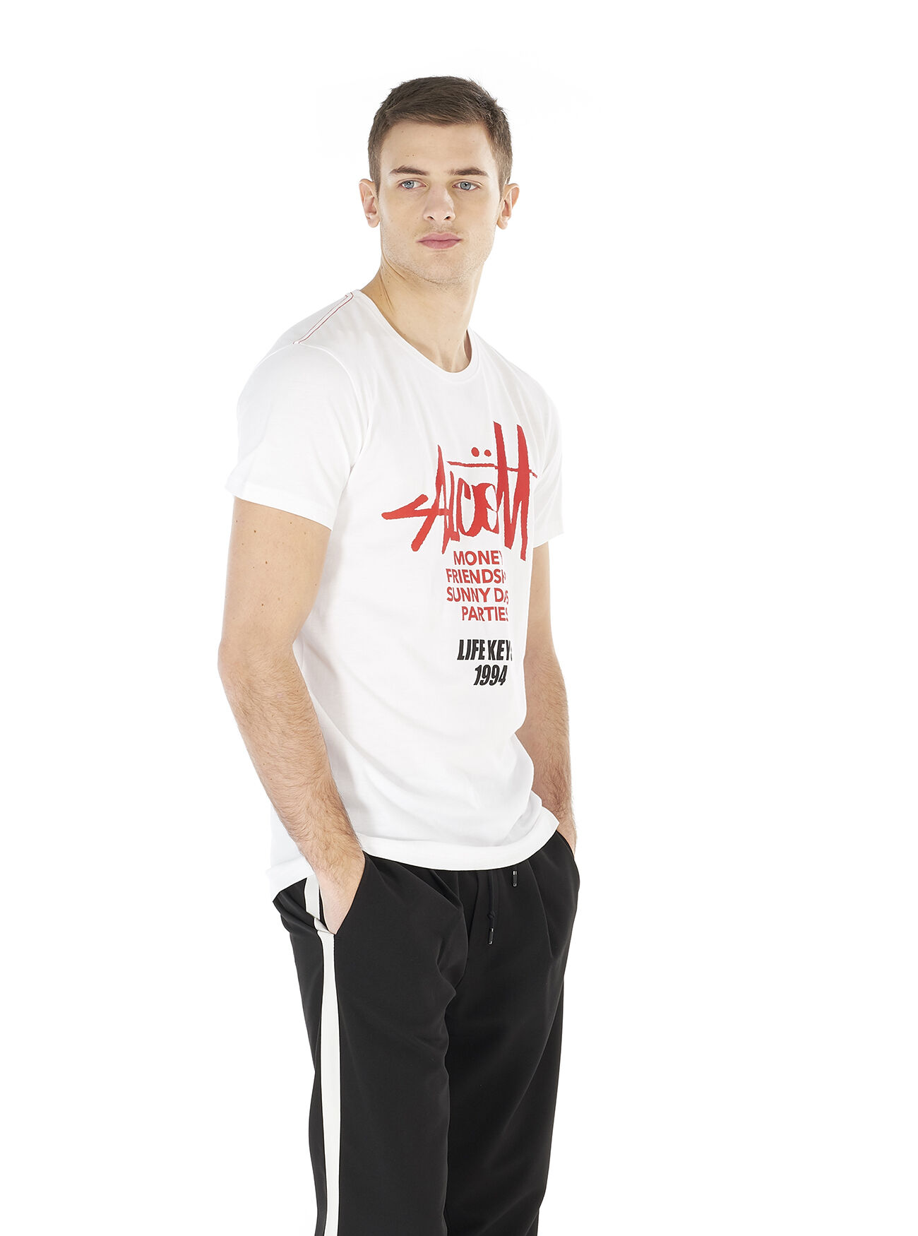 Maglietta con logo frontale, C099 WHITE