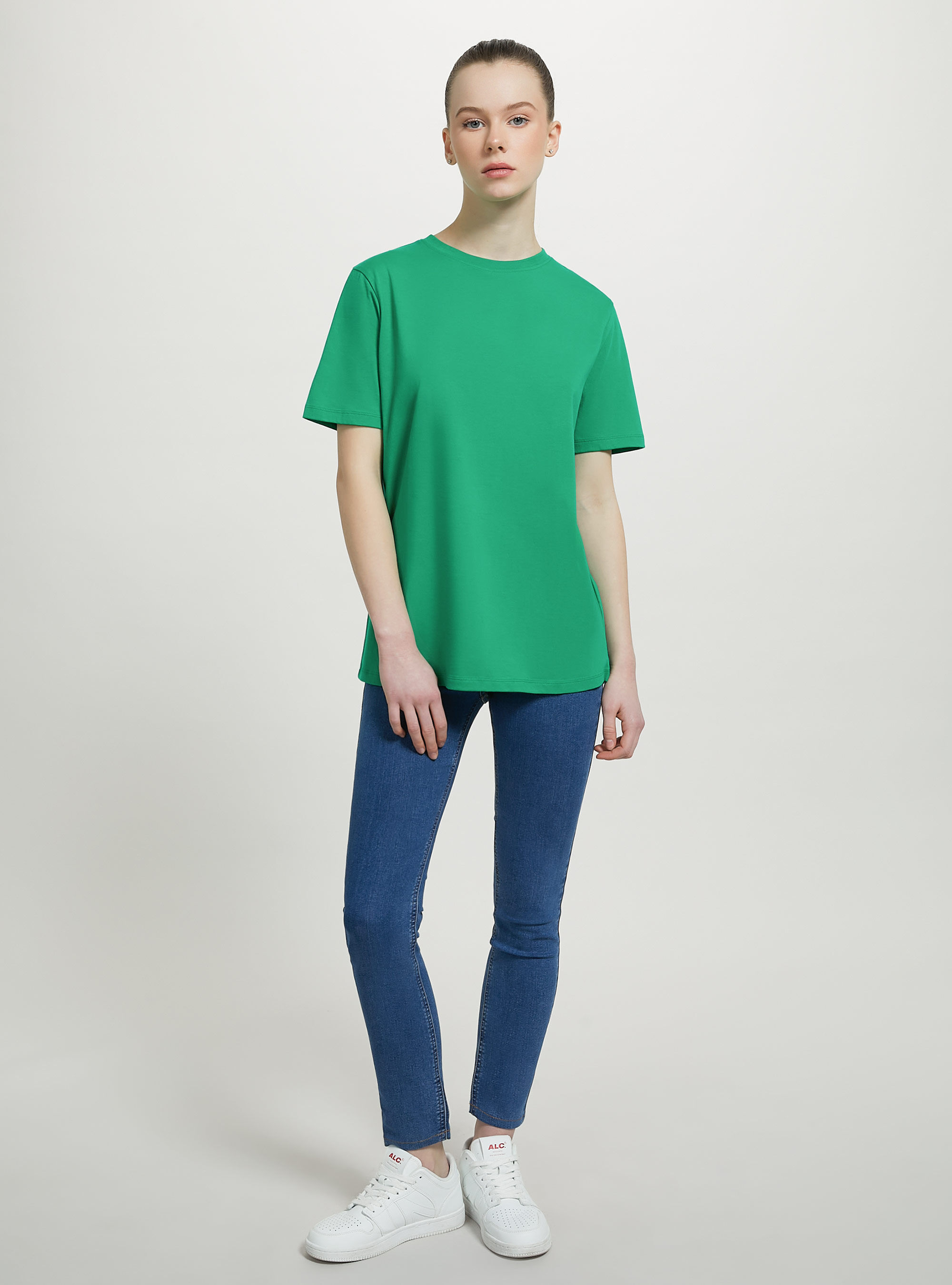 Camiseta de algod&oacute;n con cuello redondo, GN2 GREEN MEDIUM