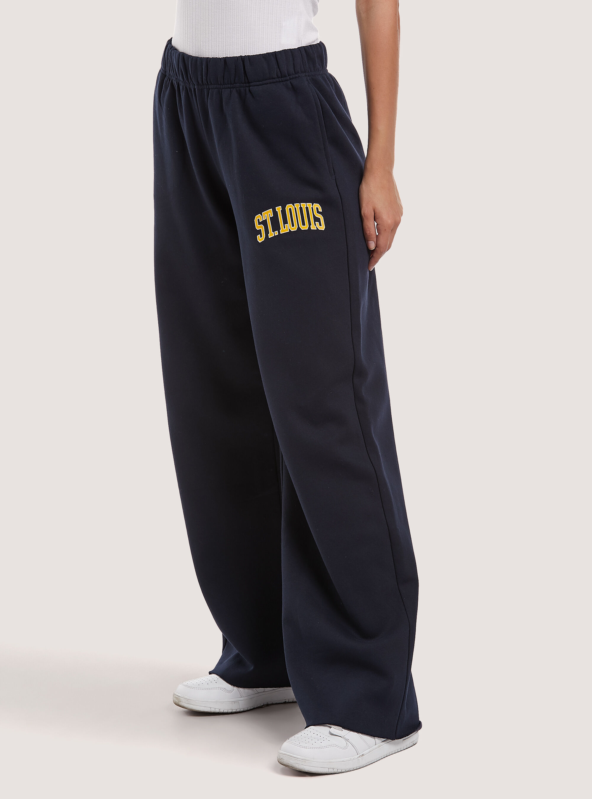 Plush trousers with loose fit print, NA1 NAVY DARK