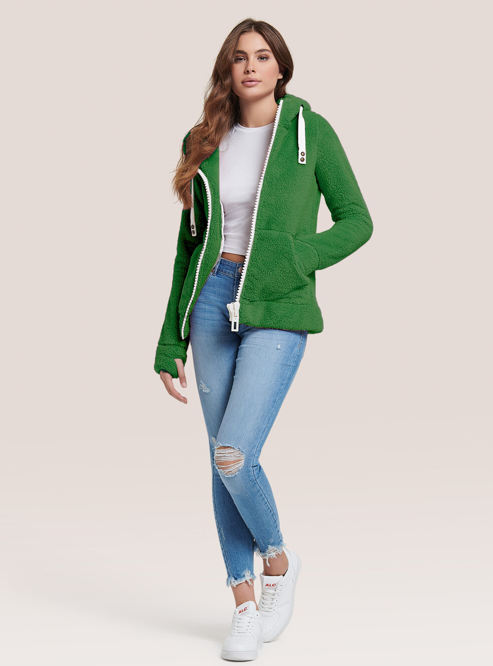 Felpa con zip maxi e cappuccio con orecchie Alcott Women s