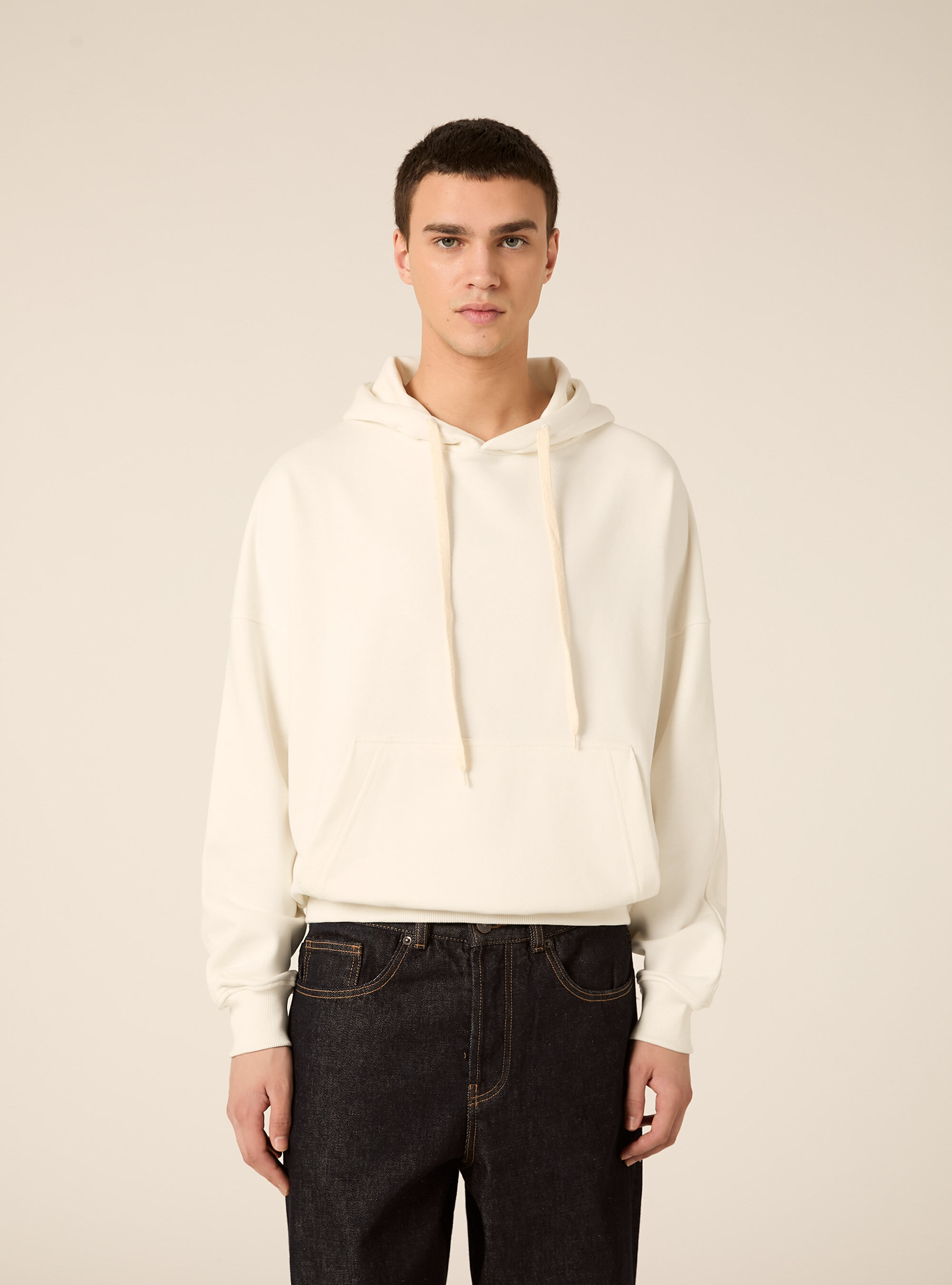 Felpa boxy con stampa puff, WH1 OFF WHITE