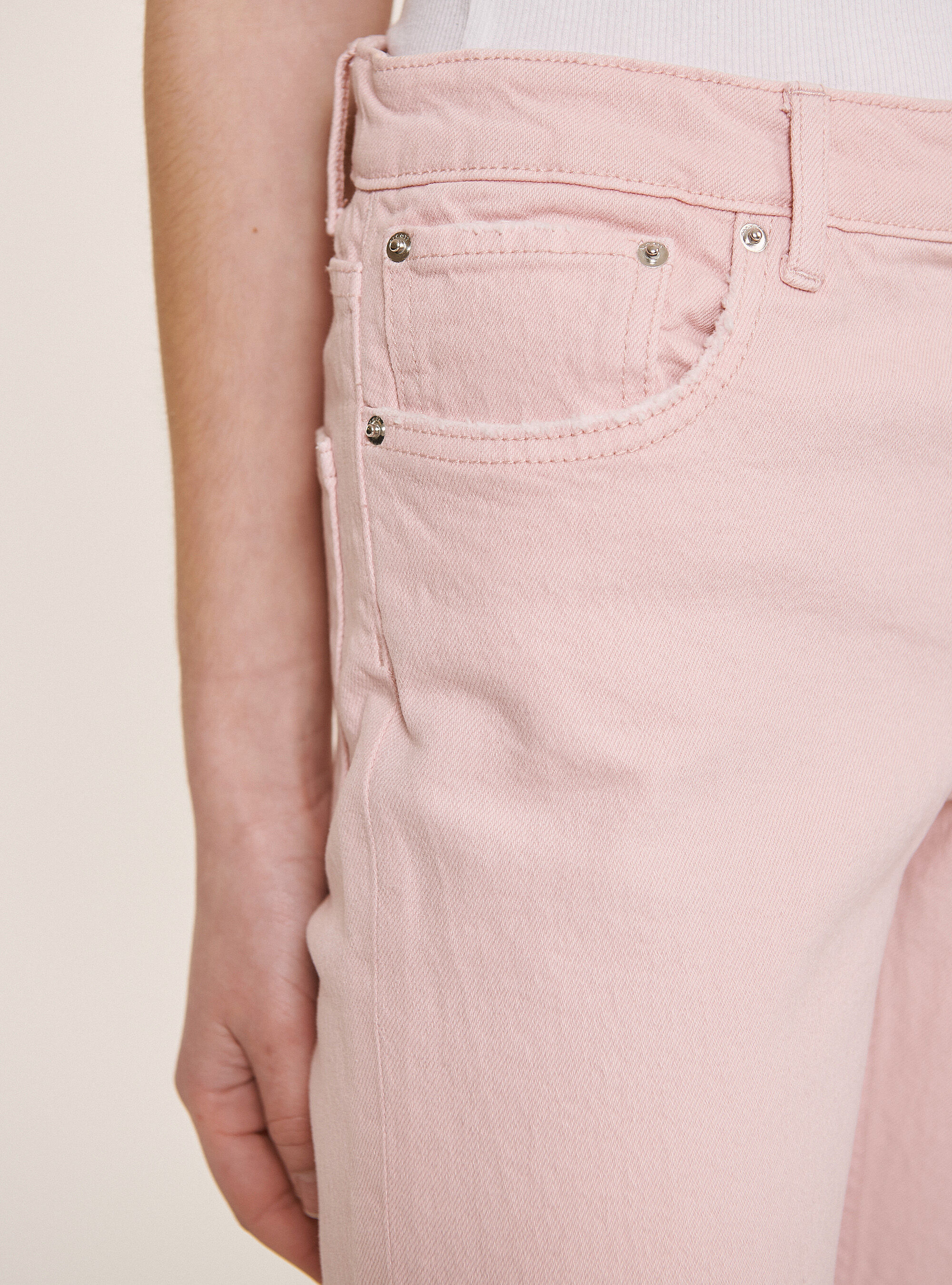 Pantalons twill stretch slim boyfriend, C5503 PINK