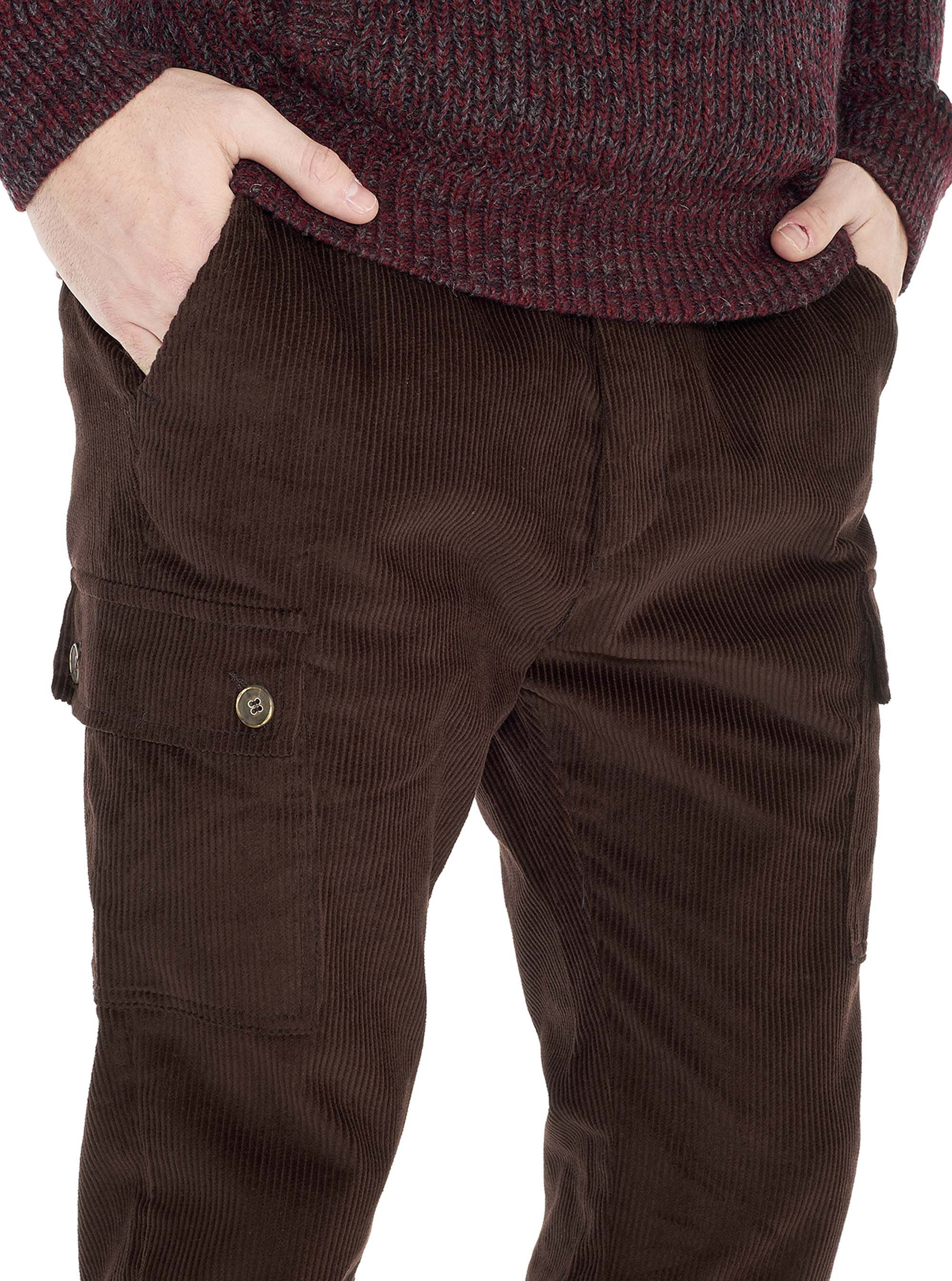 Pantalone cargo in velluto, C526 BROWN