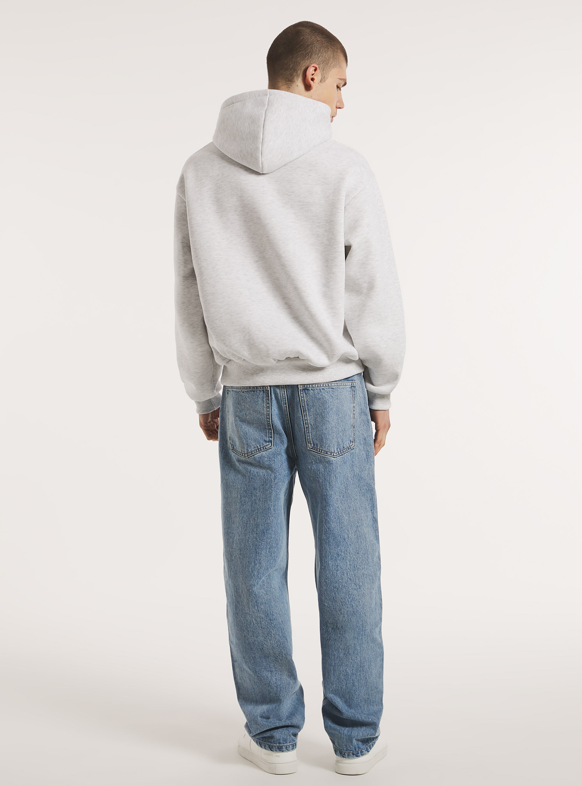 Boxy Fit Hoodie, MGY3 GREY MEL LIGHT