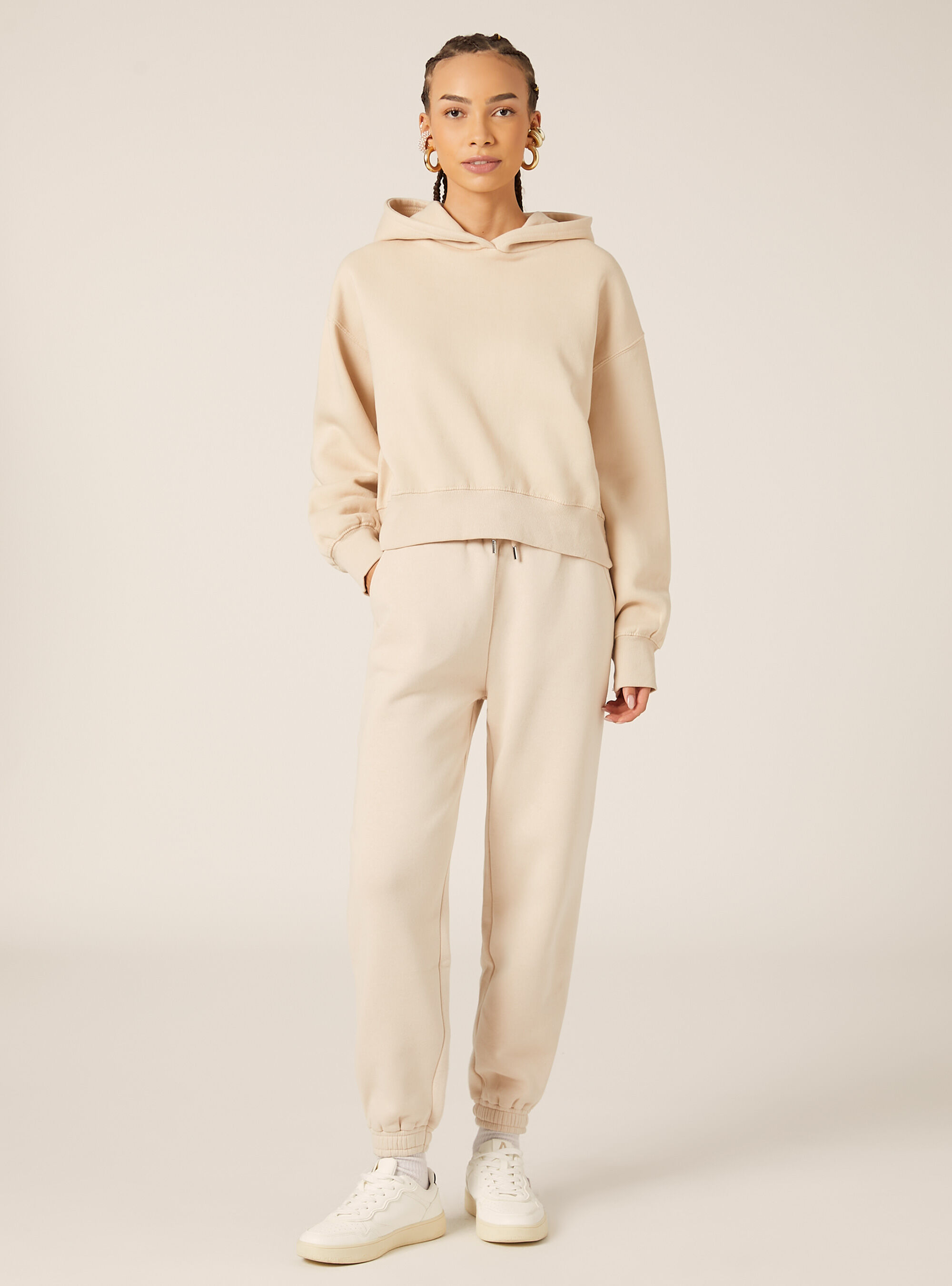 Boxy fit hooded sweatshirt, BG2 BEIGE MEDIUM