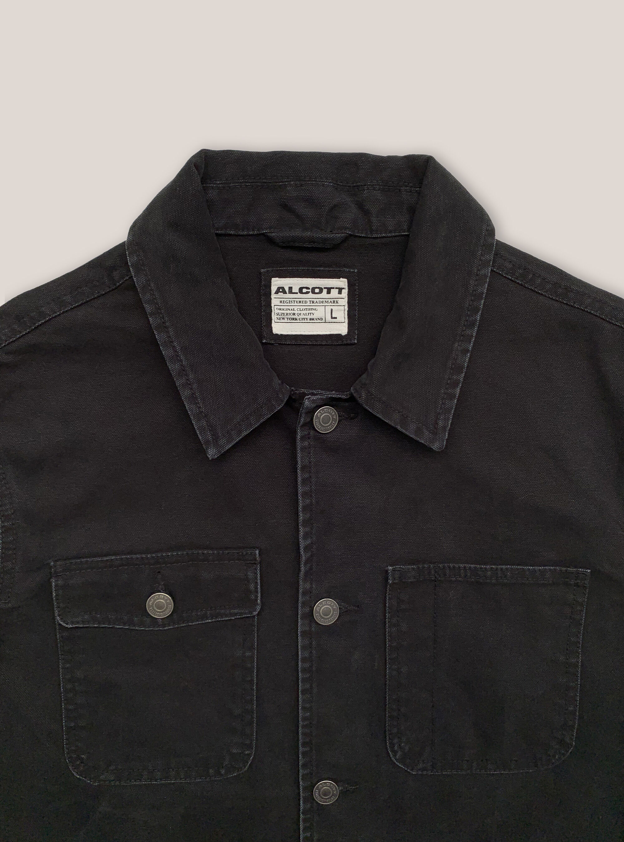 Canvas jacket with shirt collar, BLACK