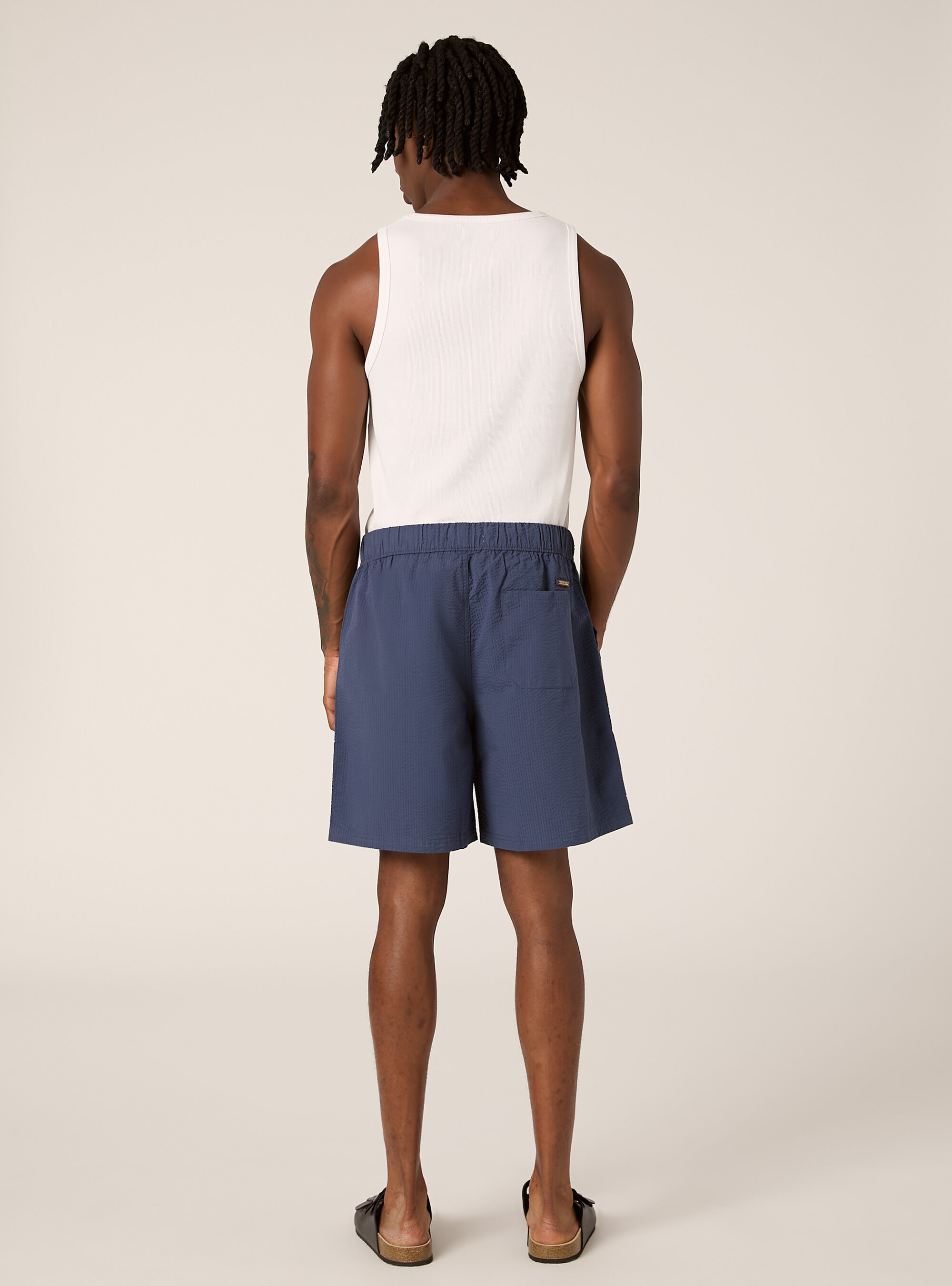 Seersucker Bermuda Shorts, BL3 BLUE LIGHT