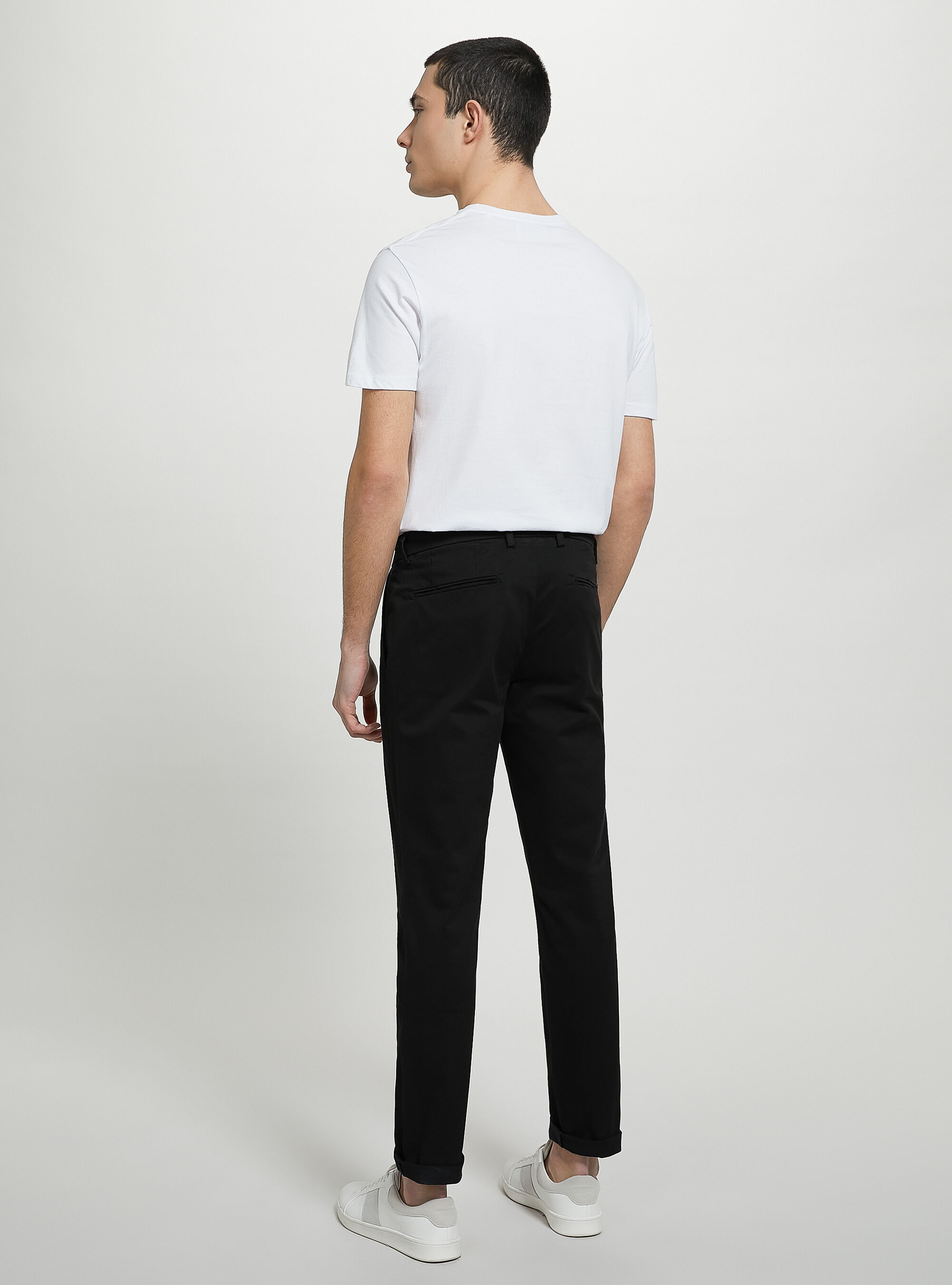 Stretch cotton twill chinos, BK1 BLACK