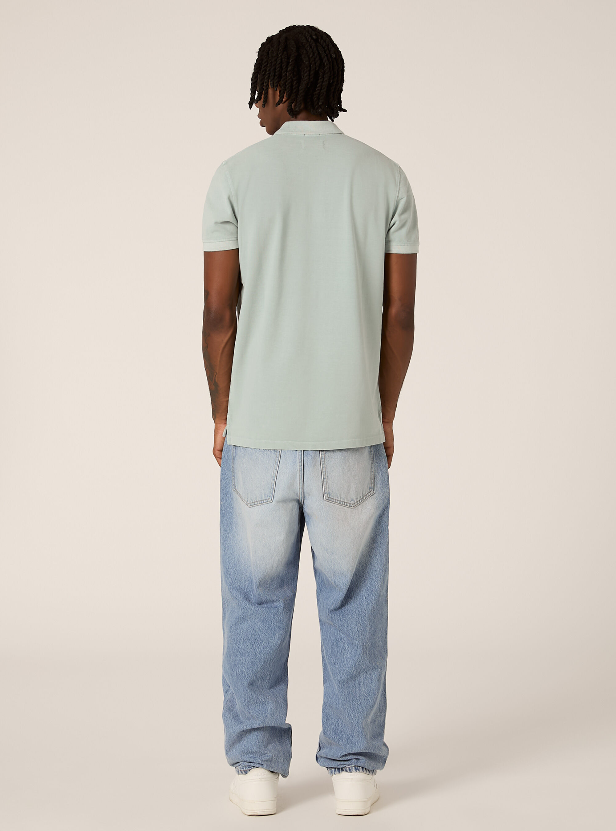 Cotton piqu&eacute; polo shirt with embroidery, IN3 INDIGO LIGHT