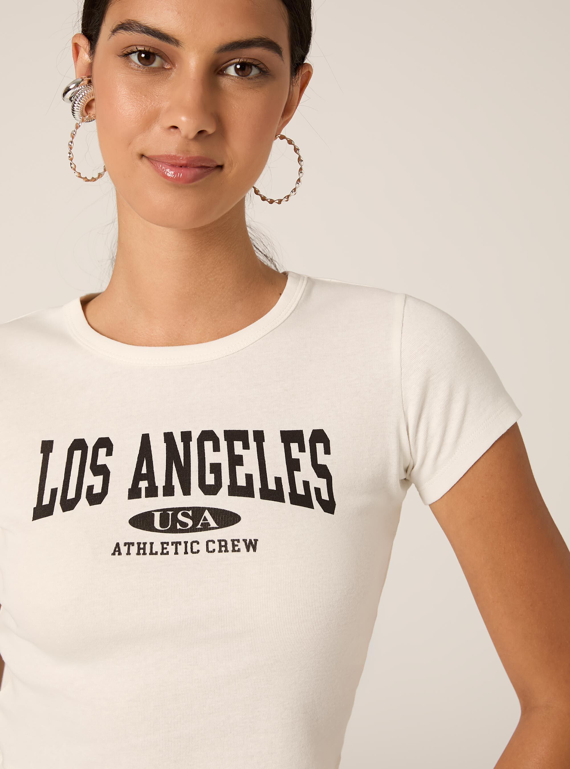 T-shirt court avec imprim&eacute; universitaire, WH1 OFF WHITE