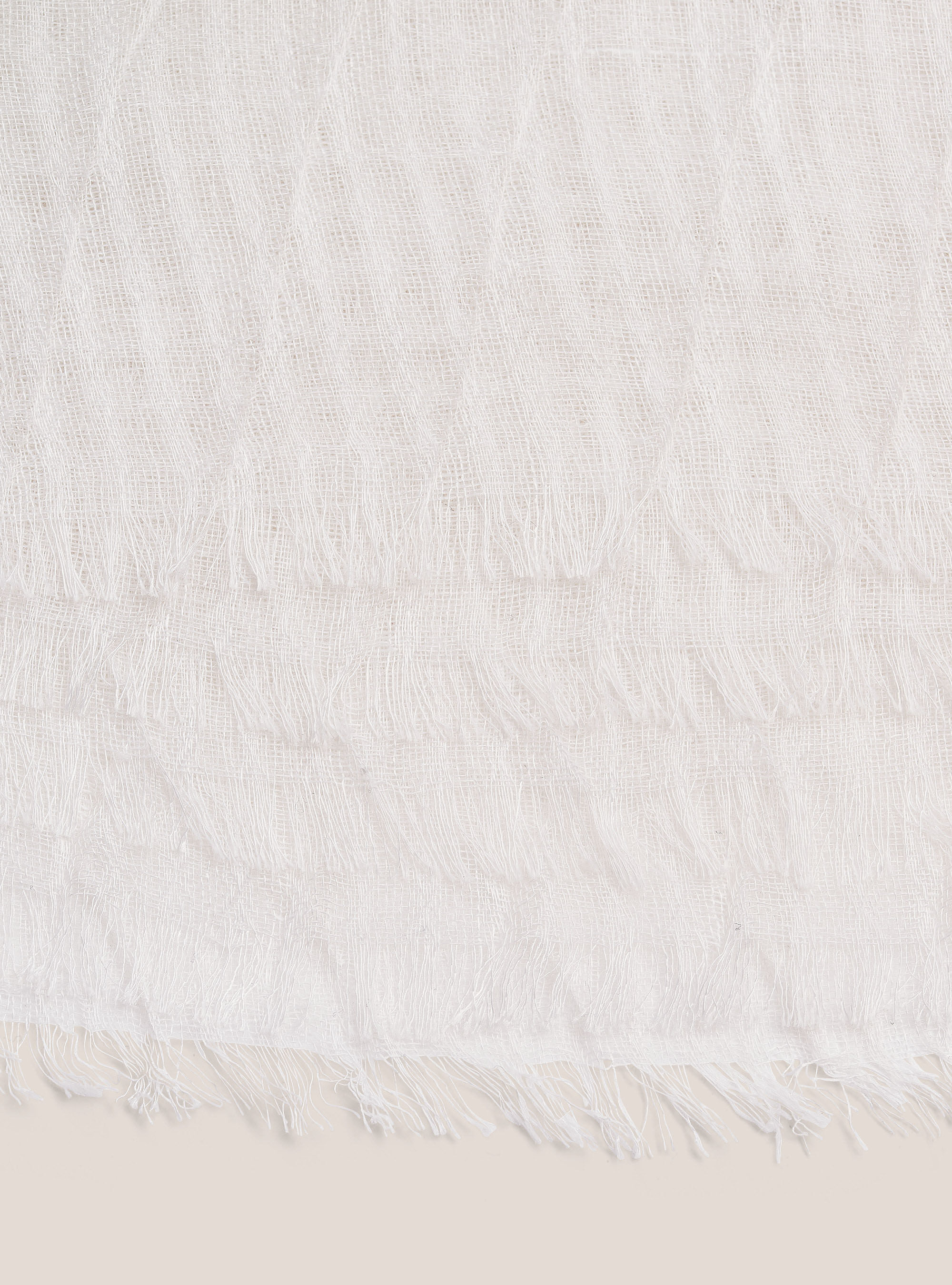 Lightweight scarf with fringes, WHITE