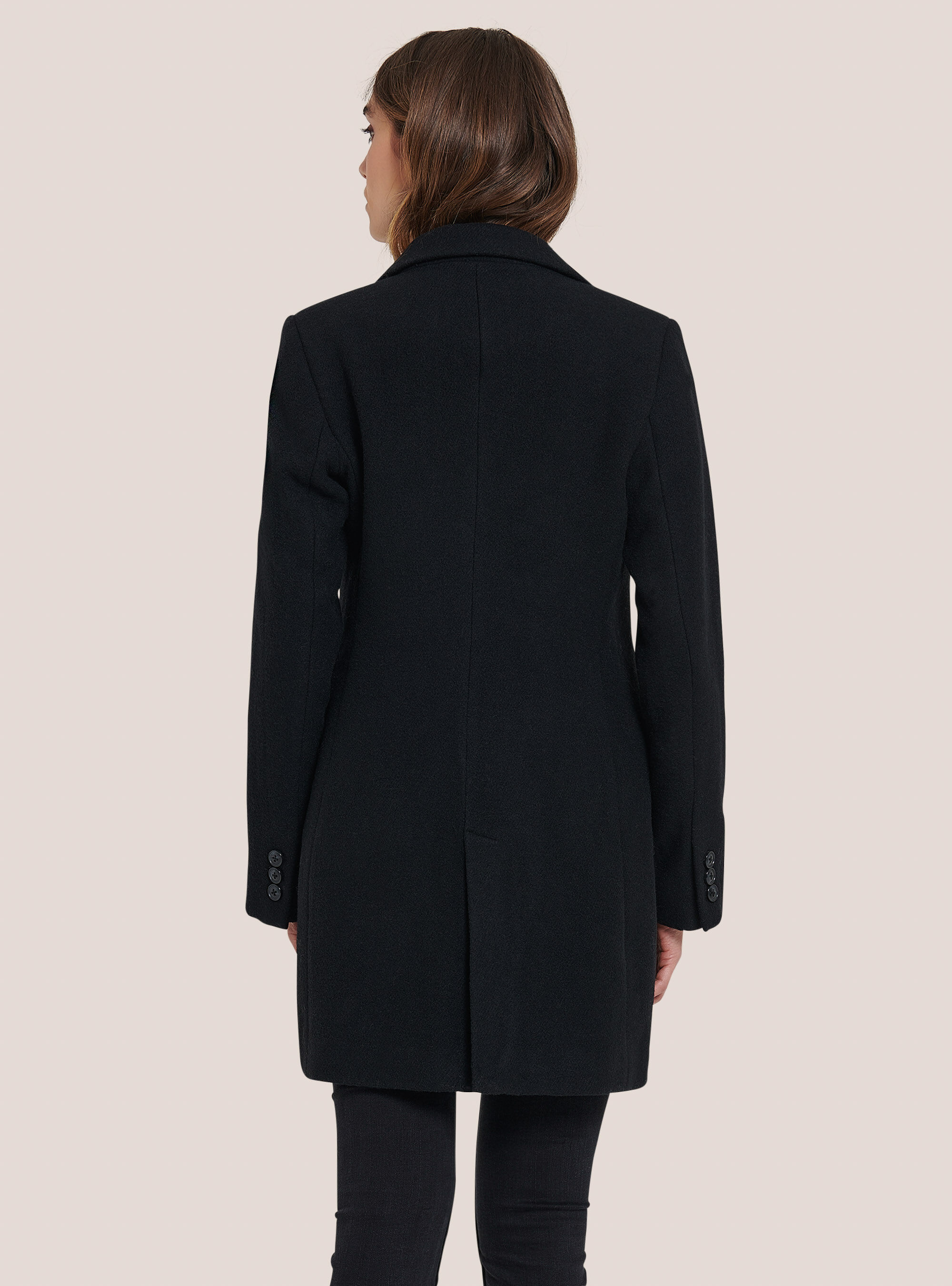 Cappotto doppiopetto misto lana, BK1 BLACK