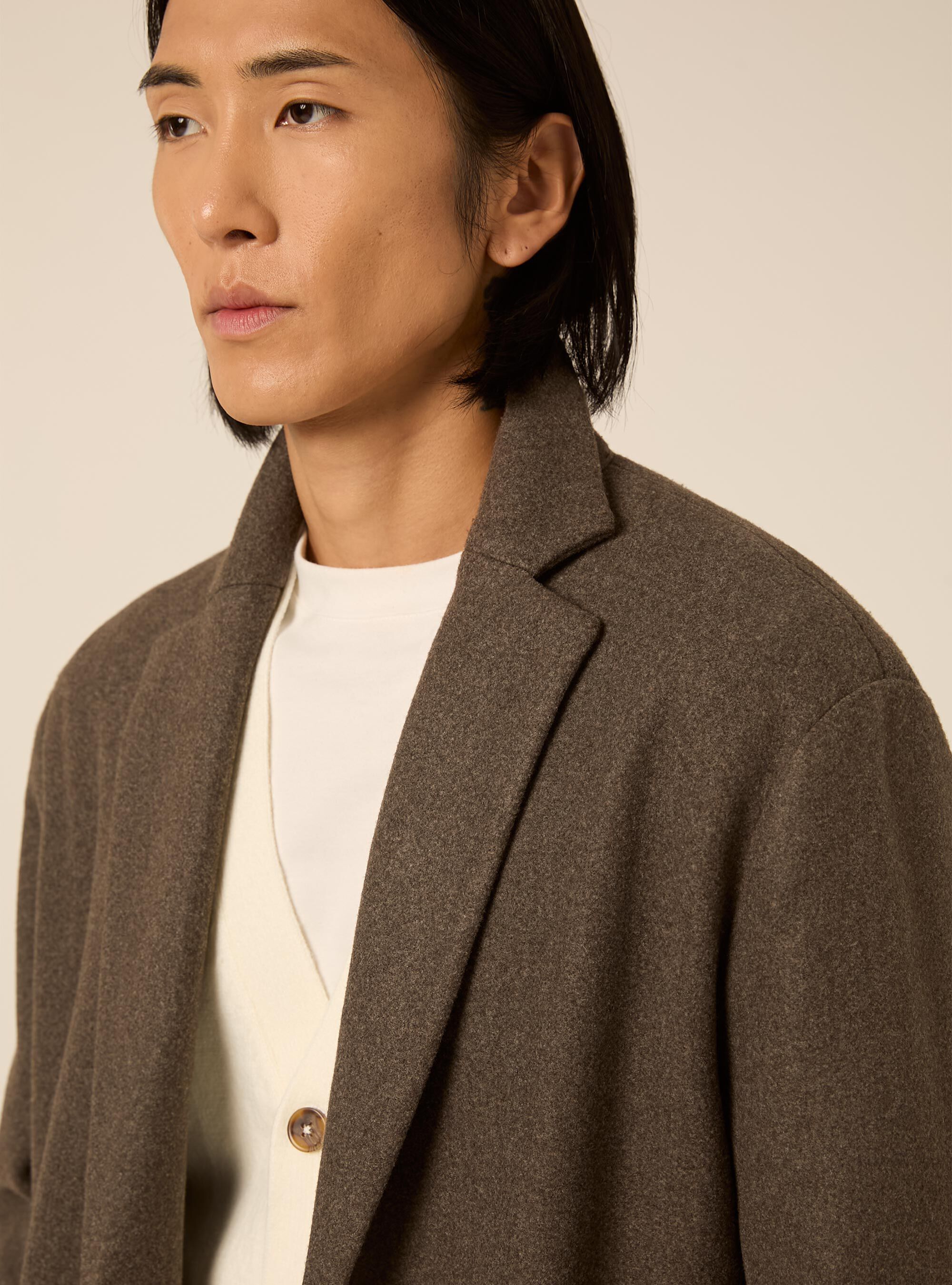 Unlined single breasted coat with lapels, BR2 BROWN MEDIUM