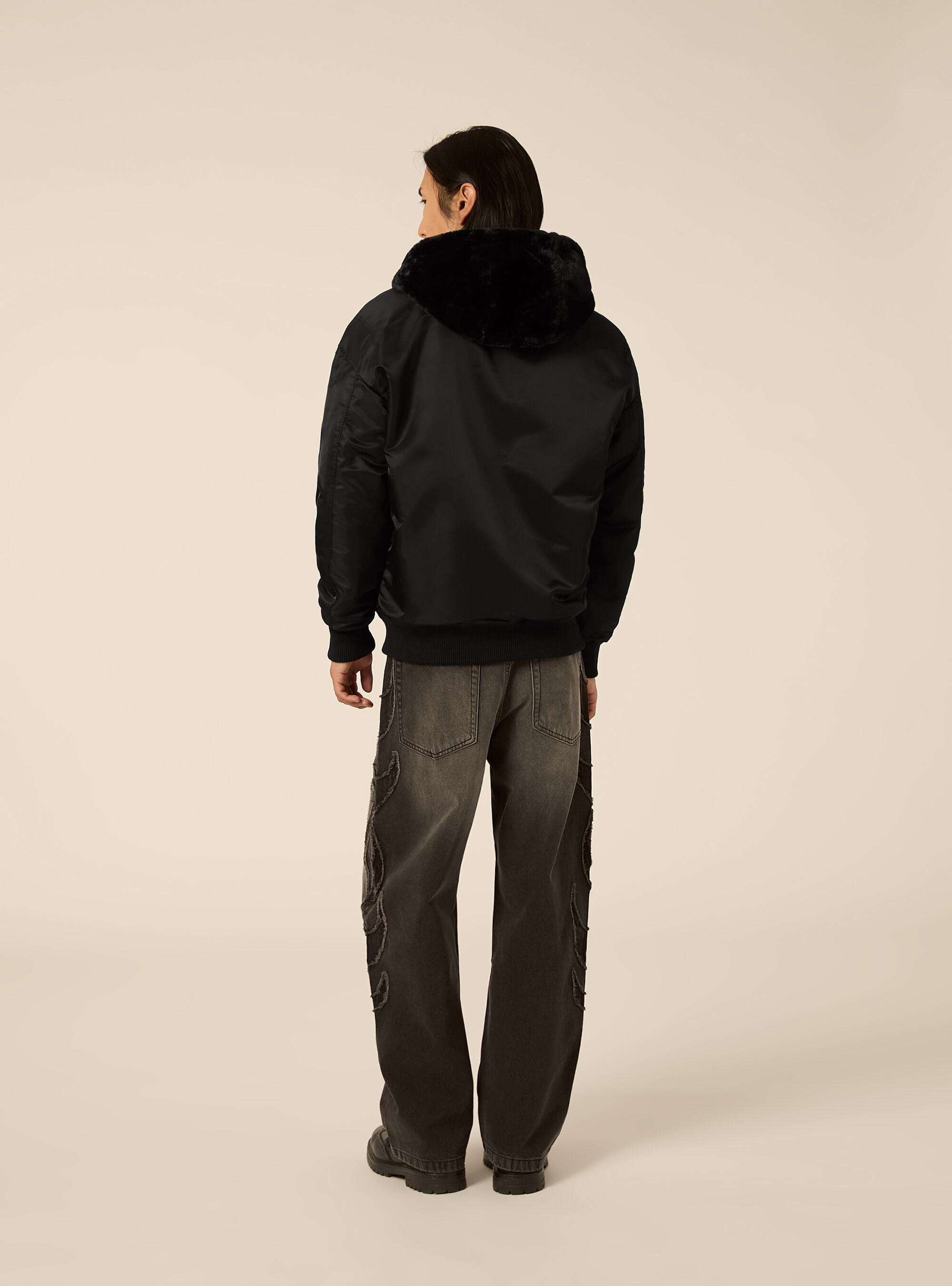 Bomber reversibile con cappuccio, BK1 BLACK