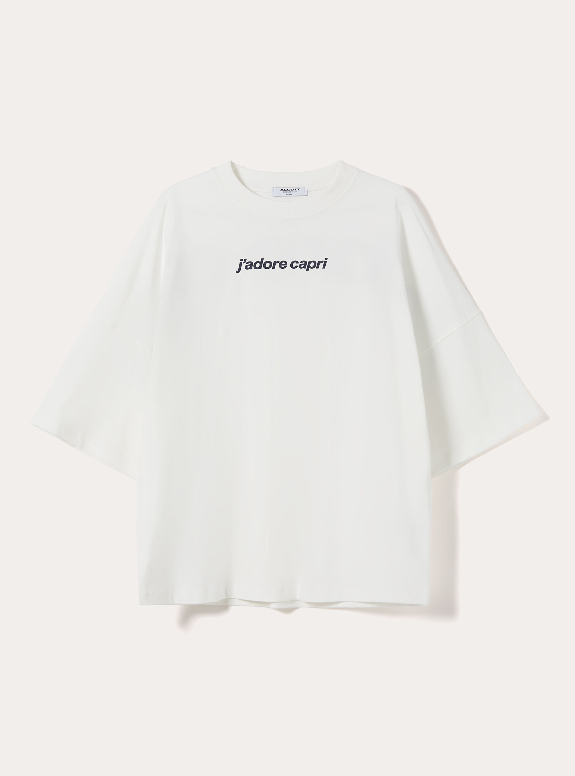 T- shirt base boxy con stampa capri, WH1 OFF WHITE