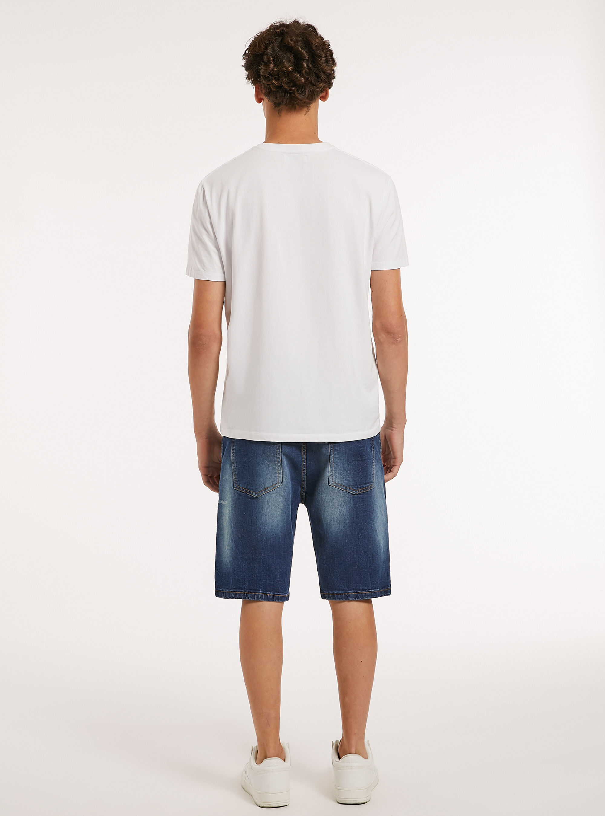 Bermudas de denim el&aacute;stico, D002 MEDIUM DARK BLUE