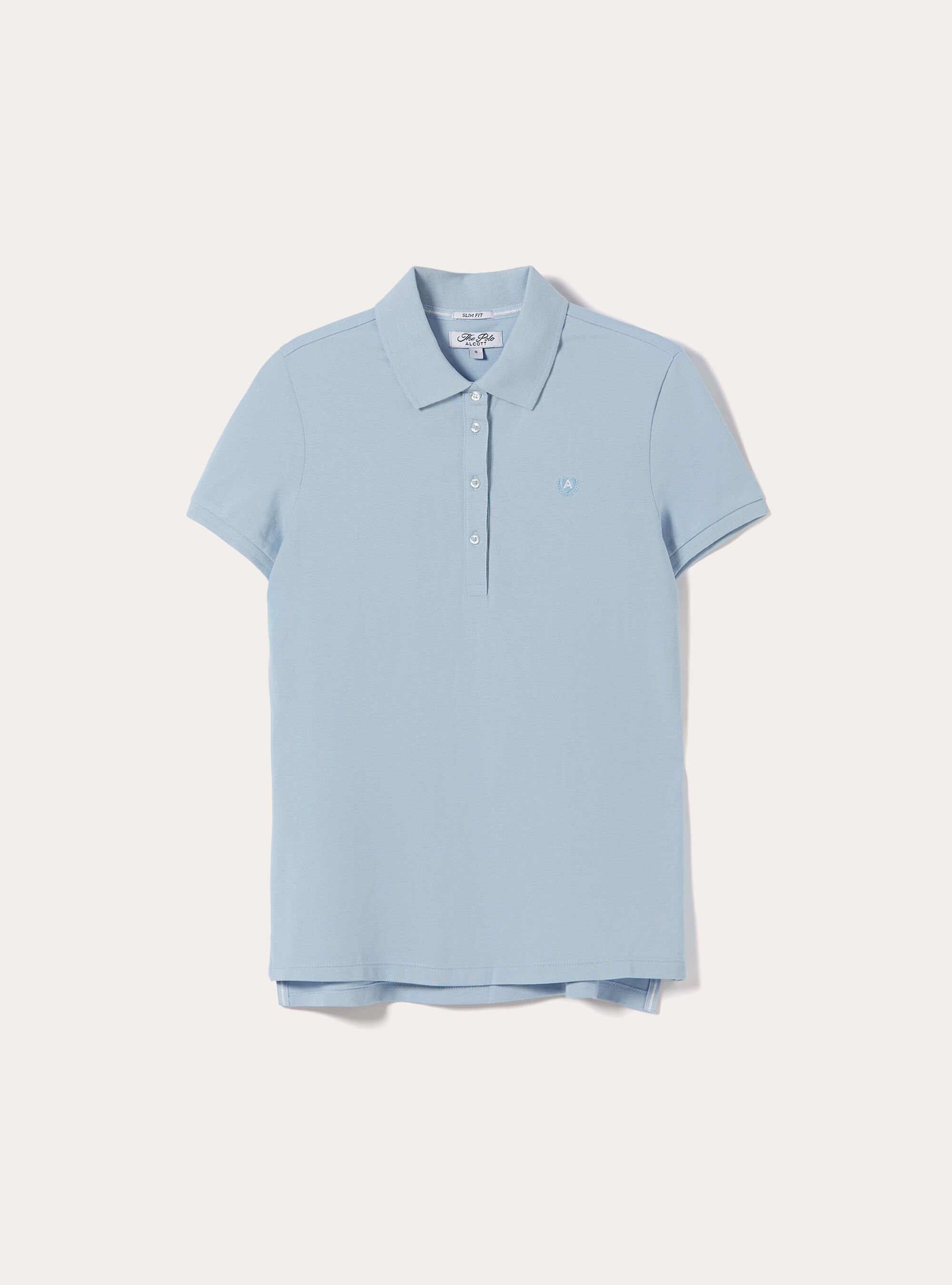 Polo Slim Fit avec Logo Brod&eacute;, AZ3 AZURE LIGHT