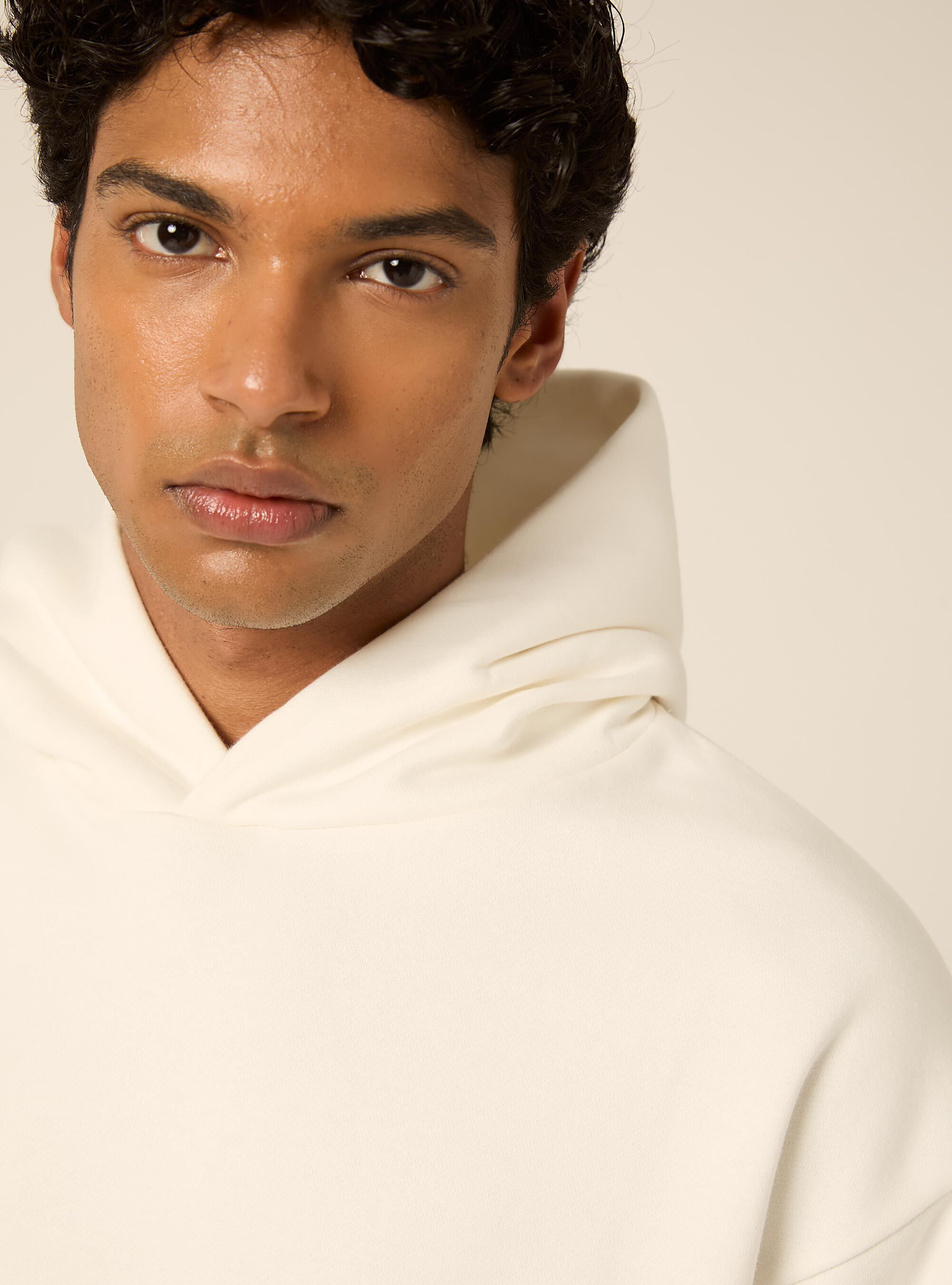 Felpa con cappuccio boxy fit, WH2 WHITE