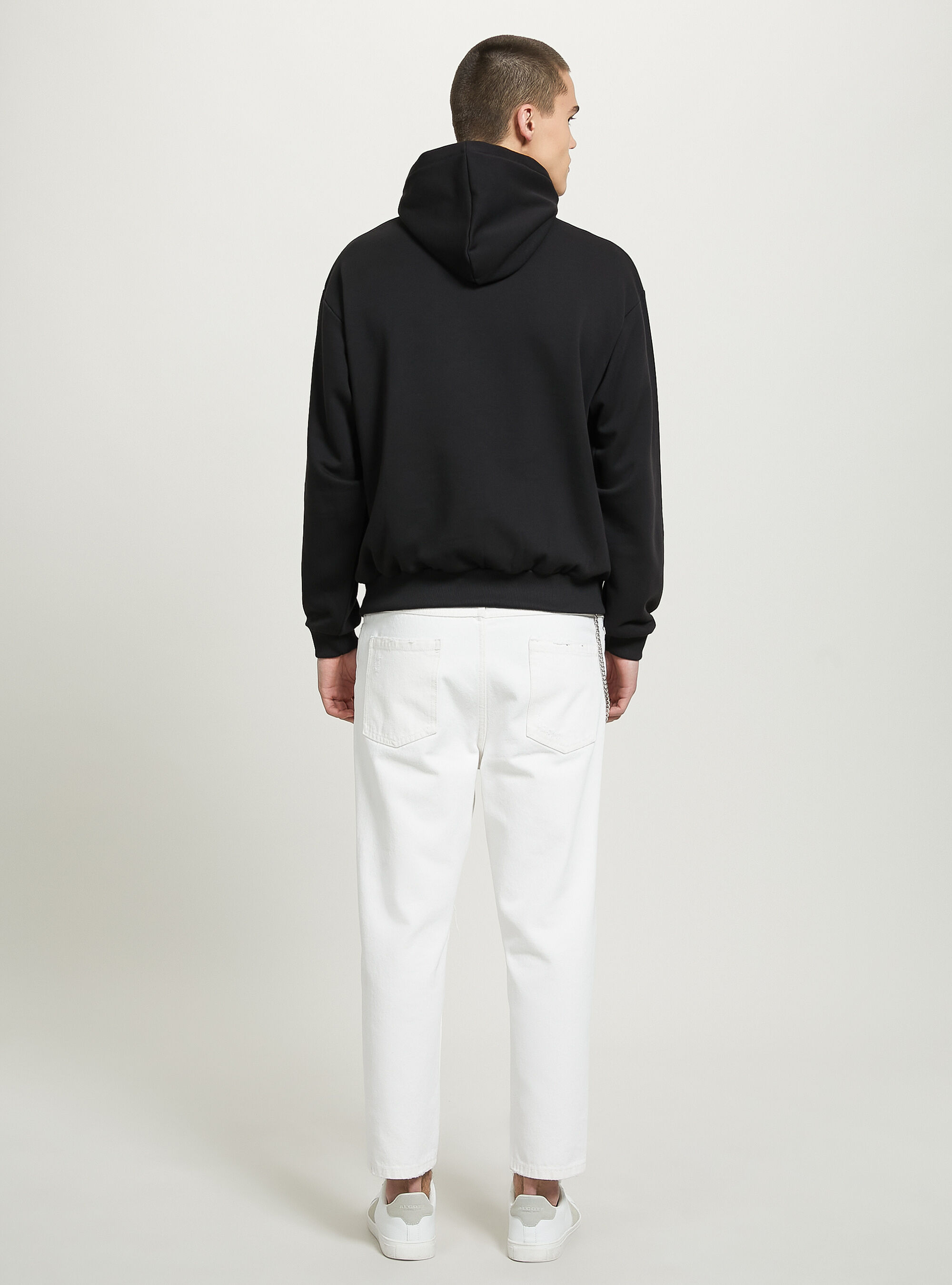 Felpa boxy fit con cappuccio, BK1 BLACK