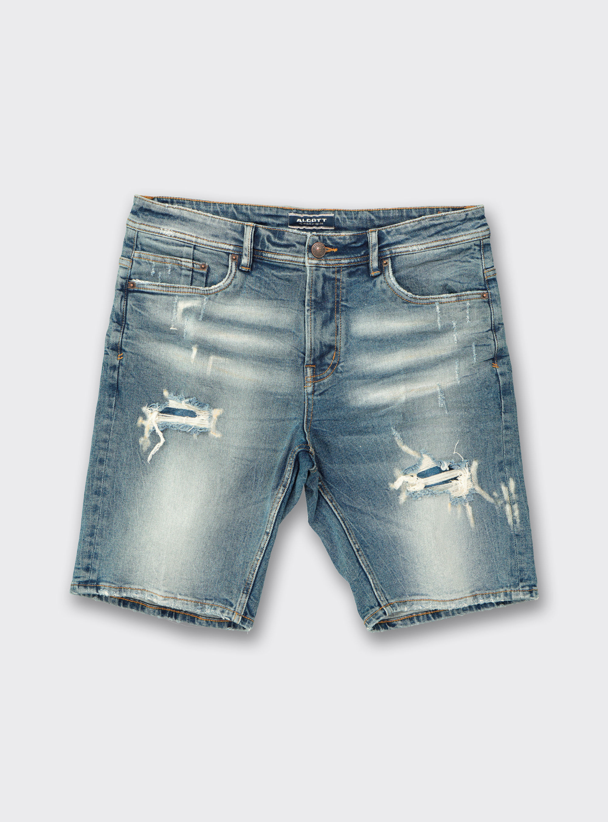 【KOOLOSET】Torque Washed Bermuda Banding Denim BOTTOM - BOTTOM - kooloset