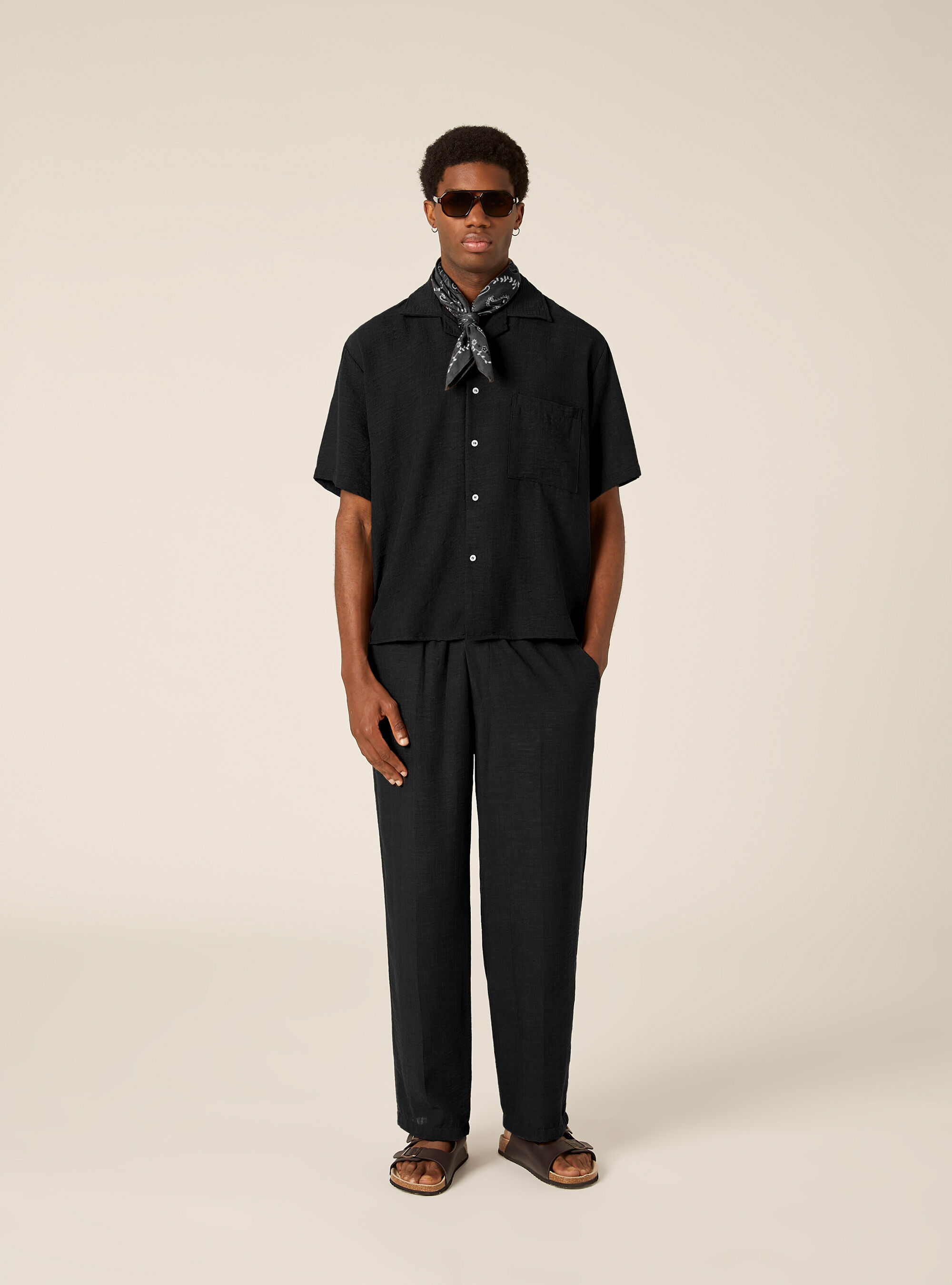 Camicia a maniche corte in tessuto fiammato