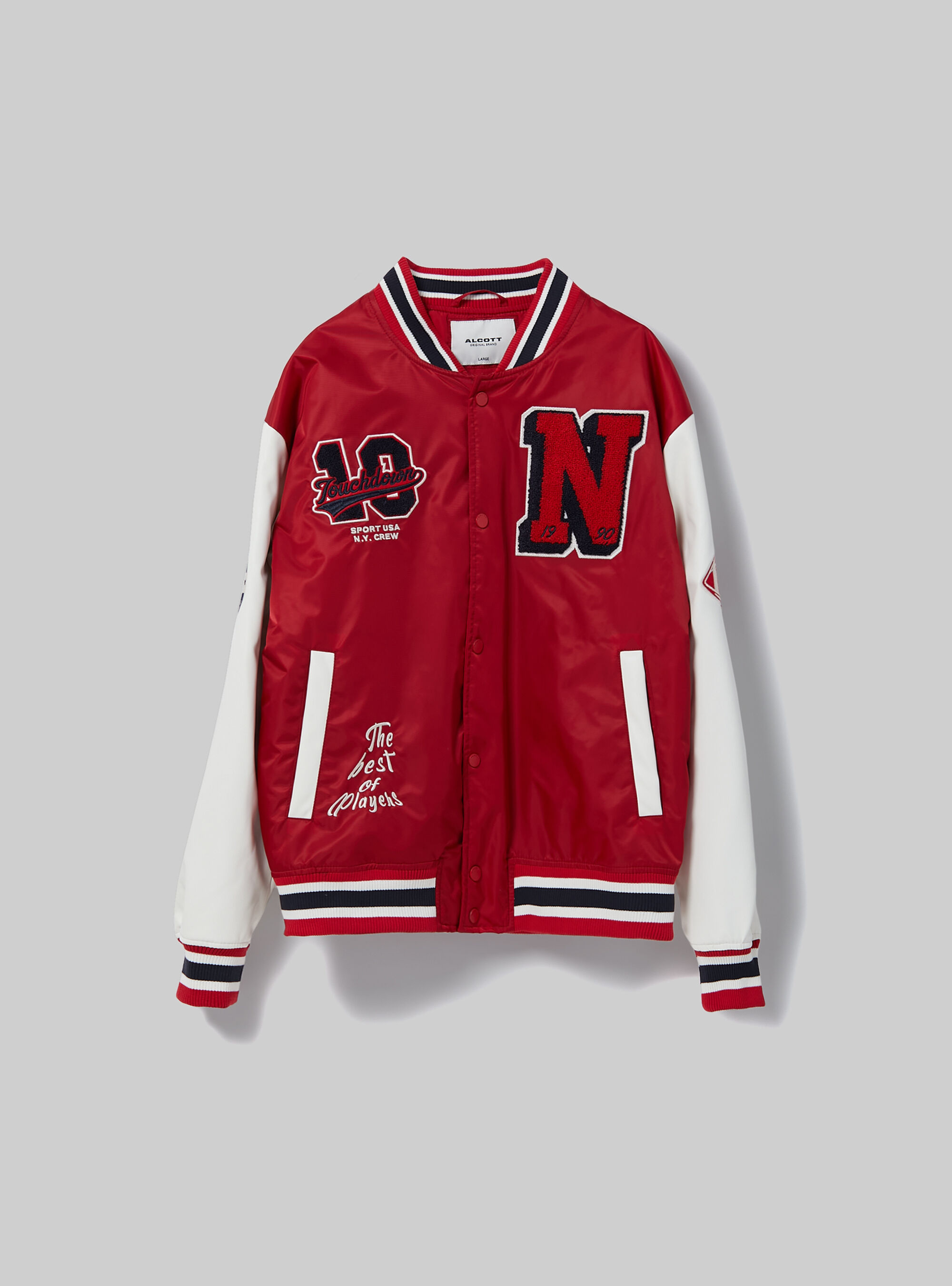 Varsity bomber jacket red clearance