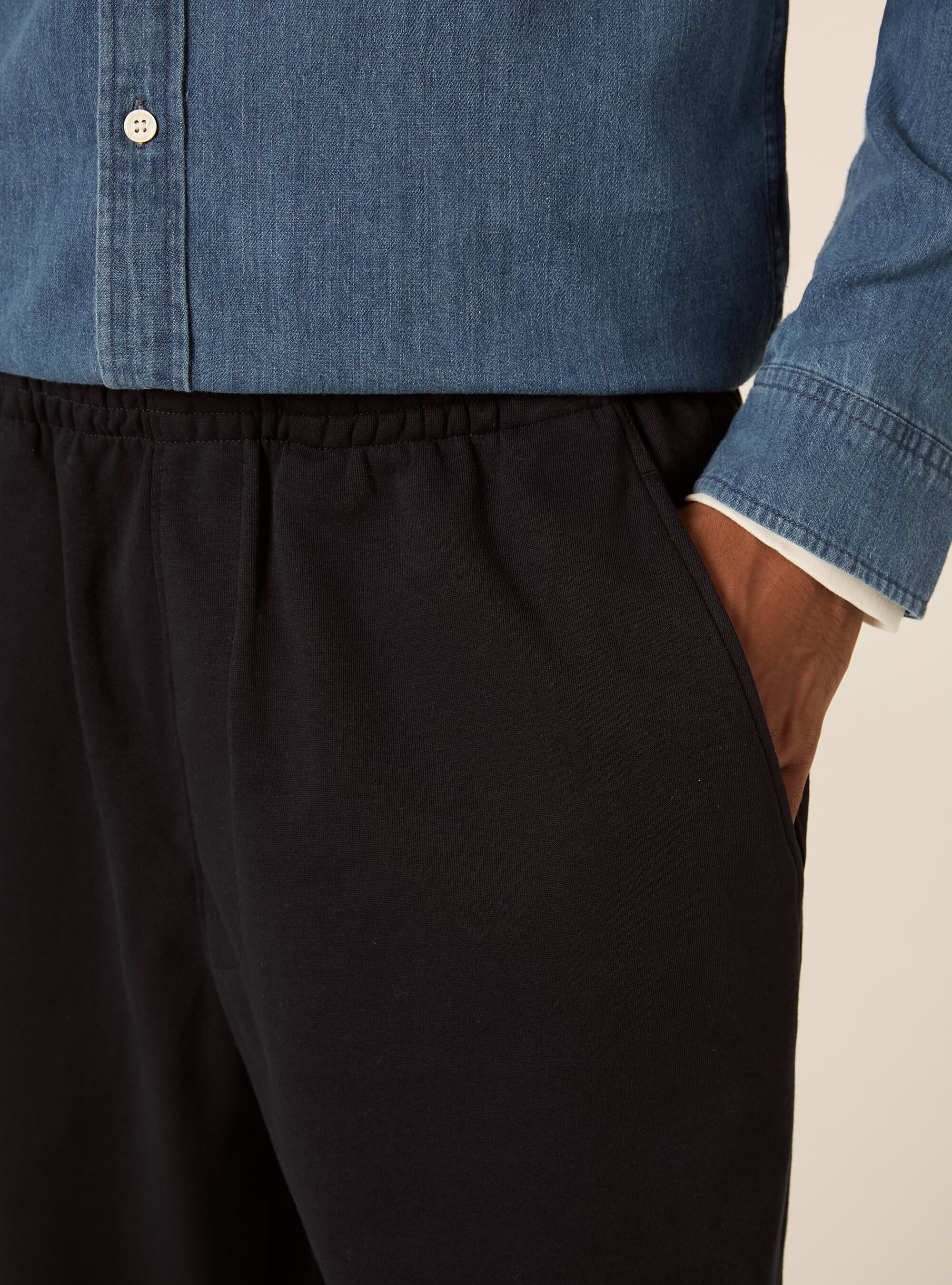 Straight leg interlock fabric jogger trousers, NA1 NAVY DARK