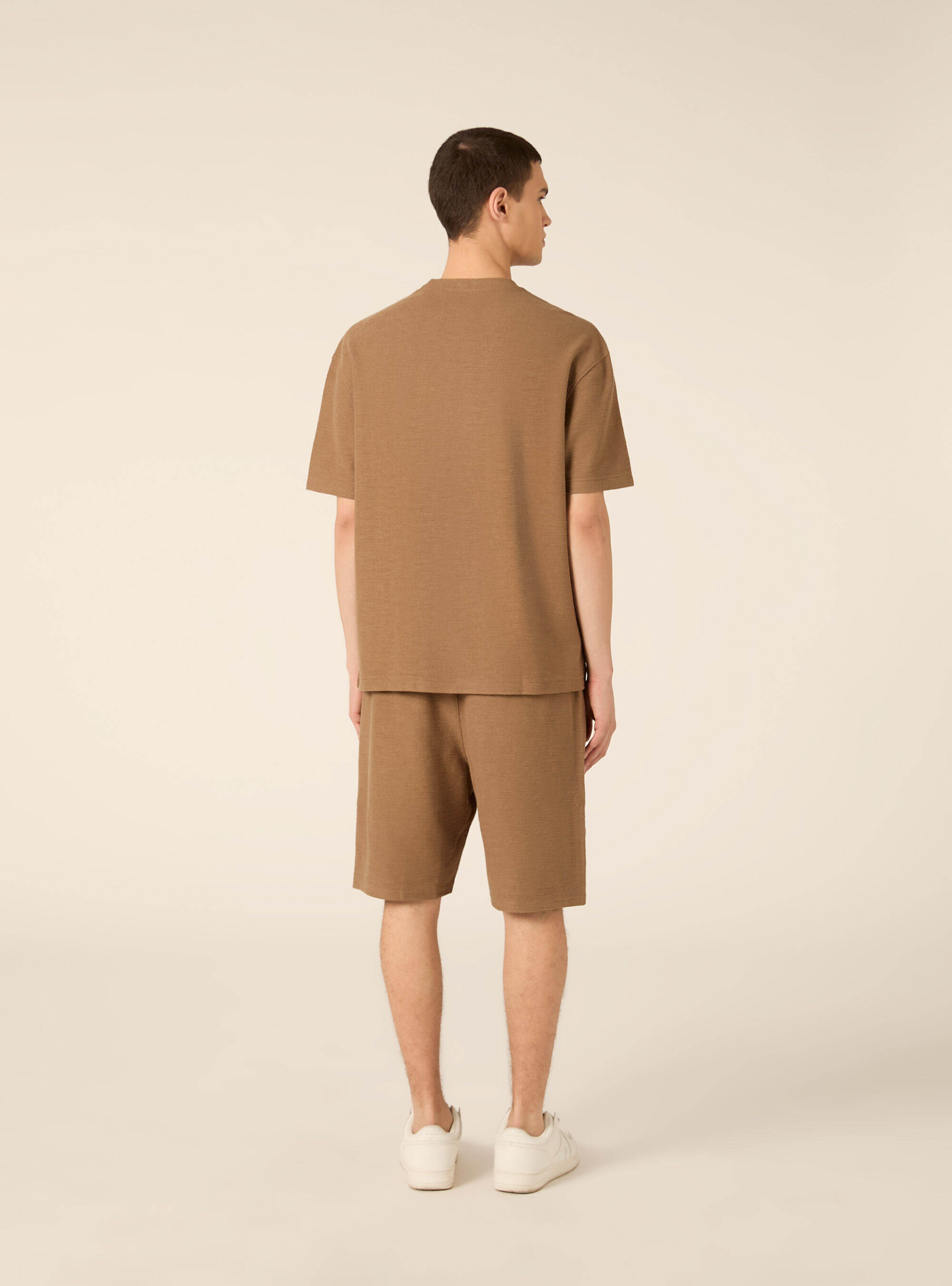 T-shirt in interlock waffle, BR2 BROWN MEDIUM