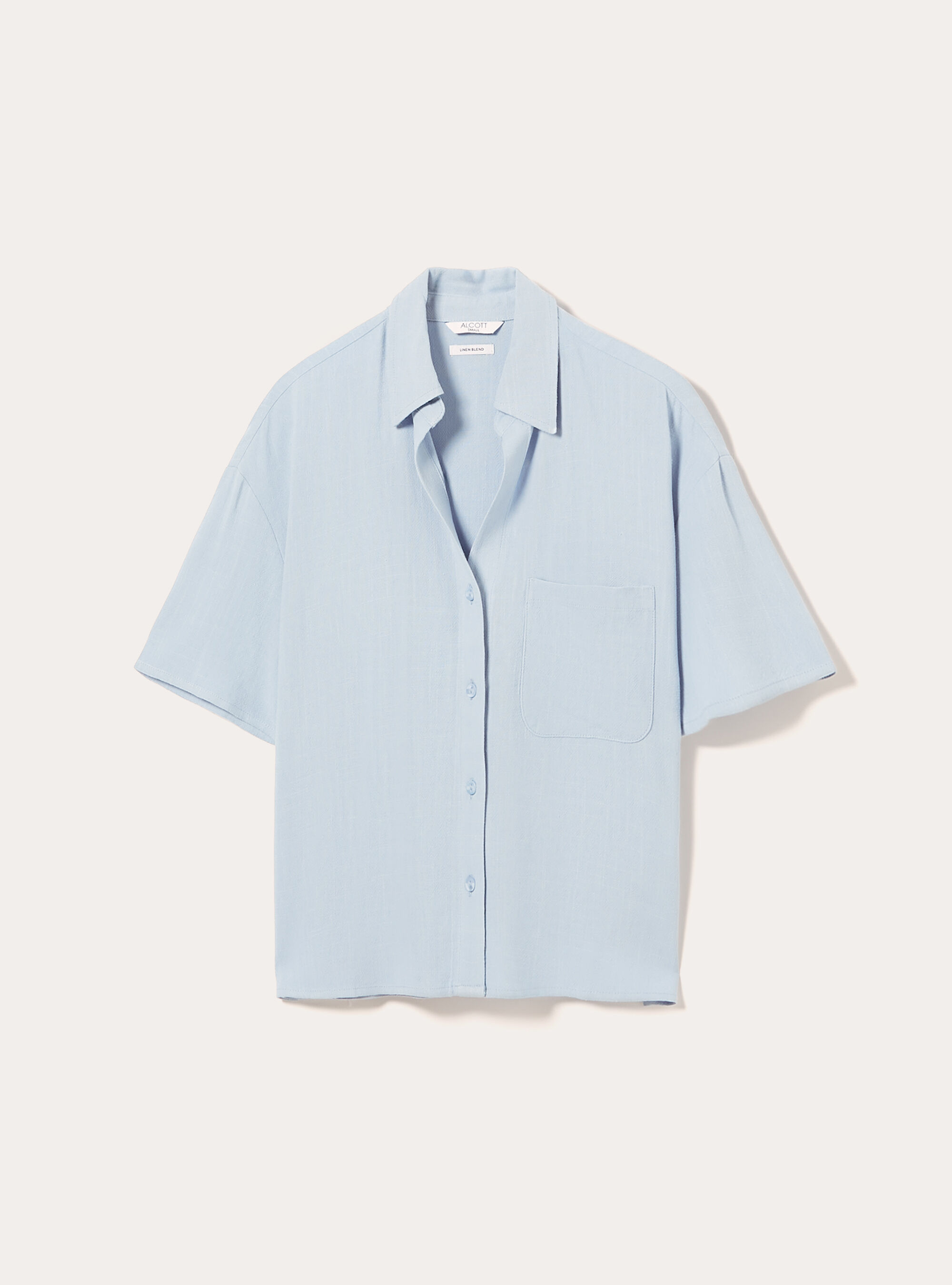 Chemise courte en lin m&eacute;lang&eacute;, AZ3 AZURE LIGHT