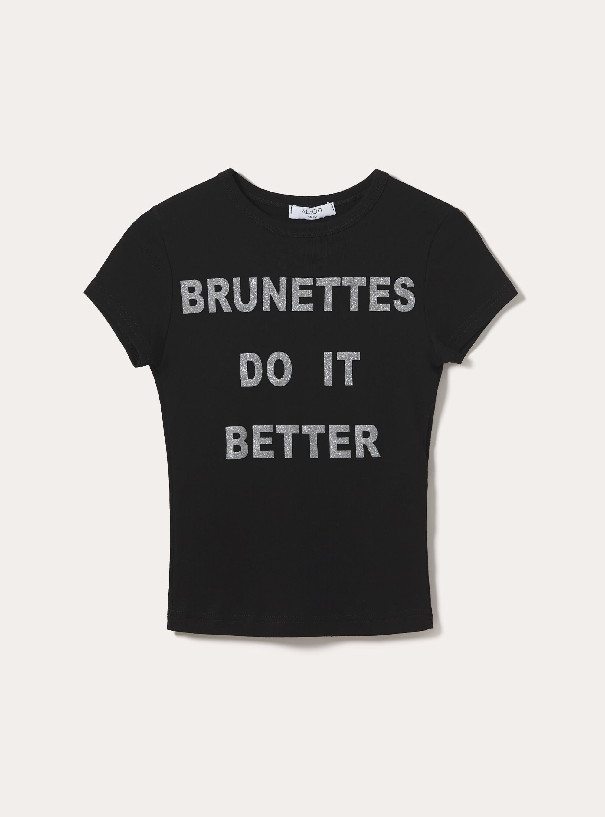 T-shirt con stampa "brunettes do it better", BK1 BLACK