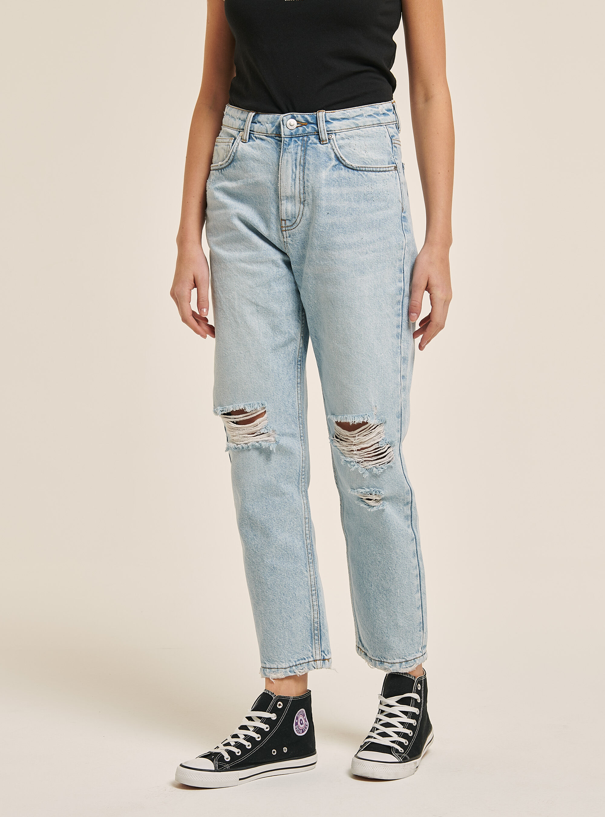 Jeans mom fit in cotone con strappi | Alcott | Jeans Uomo