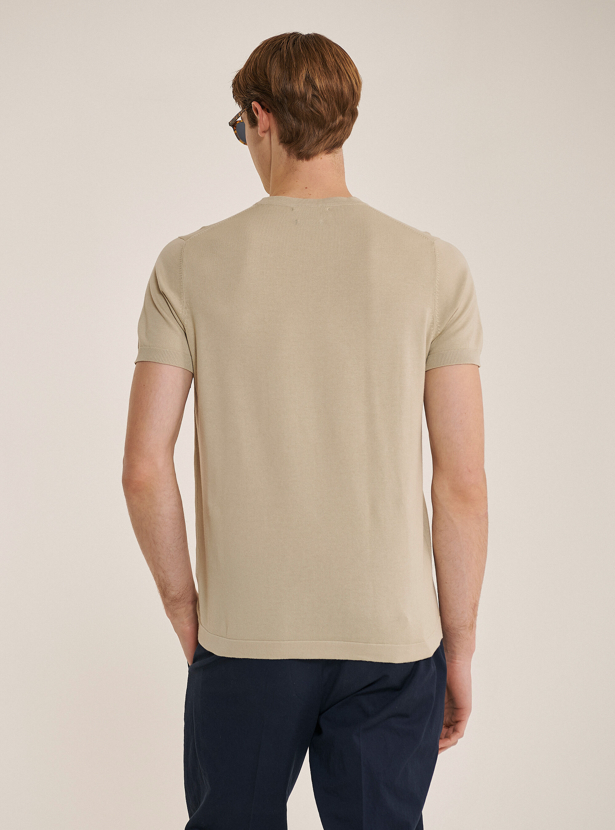 Short-sleeved cotton pullover, C1150 SAND