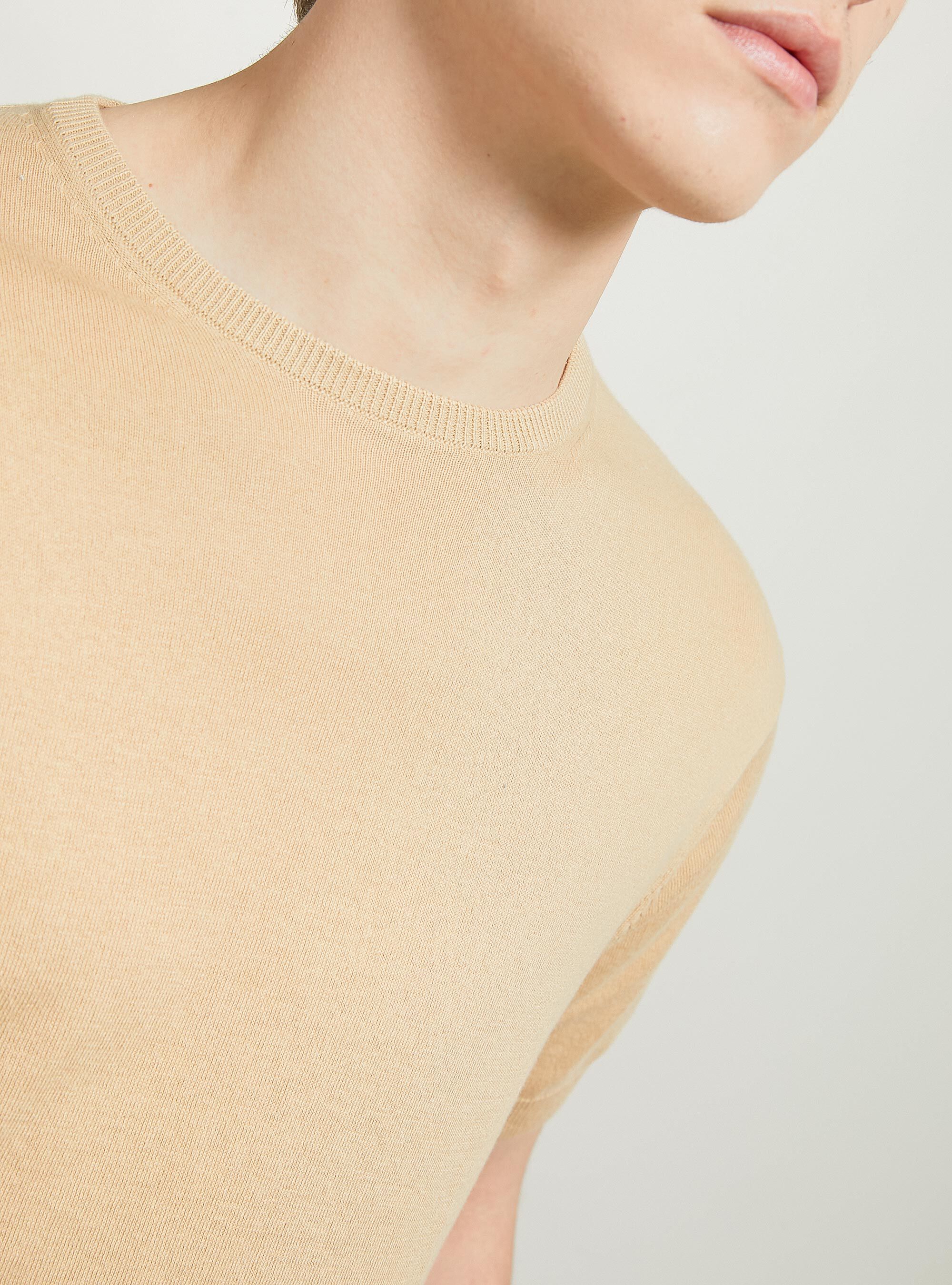 Short-sleeved cotton pullover, BG3 BEIGE LIGHT