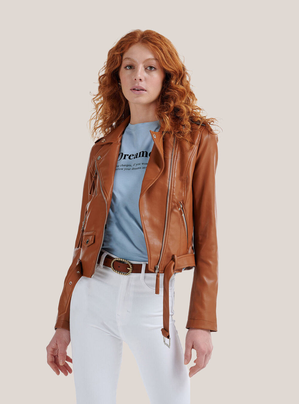 Giubbotto chiodo effetto pelle slim fit