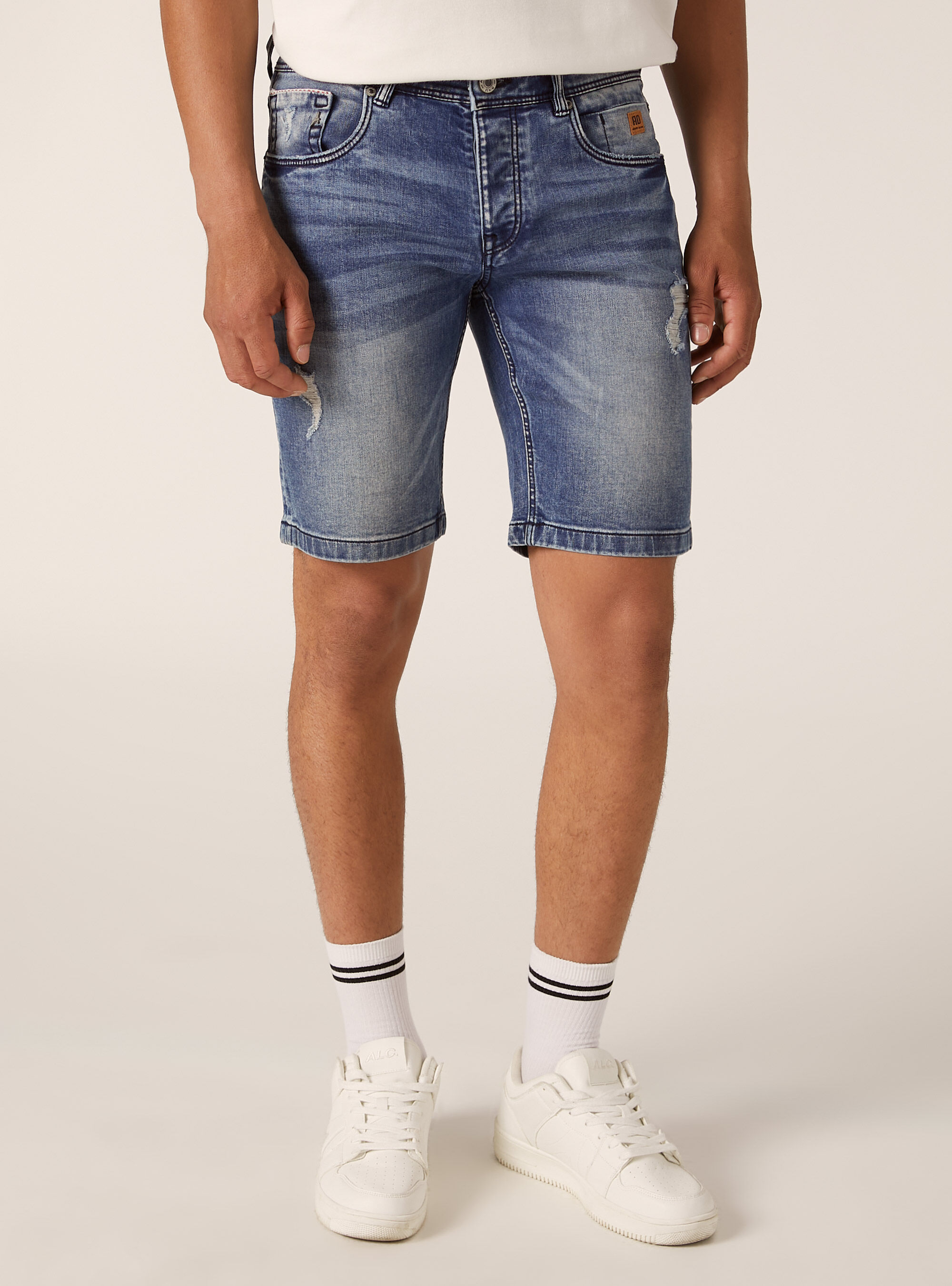Skinny Fit Denim Bermuda Shorts, D005 LIGHT BLUE