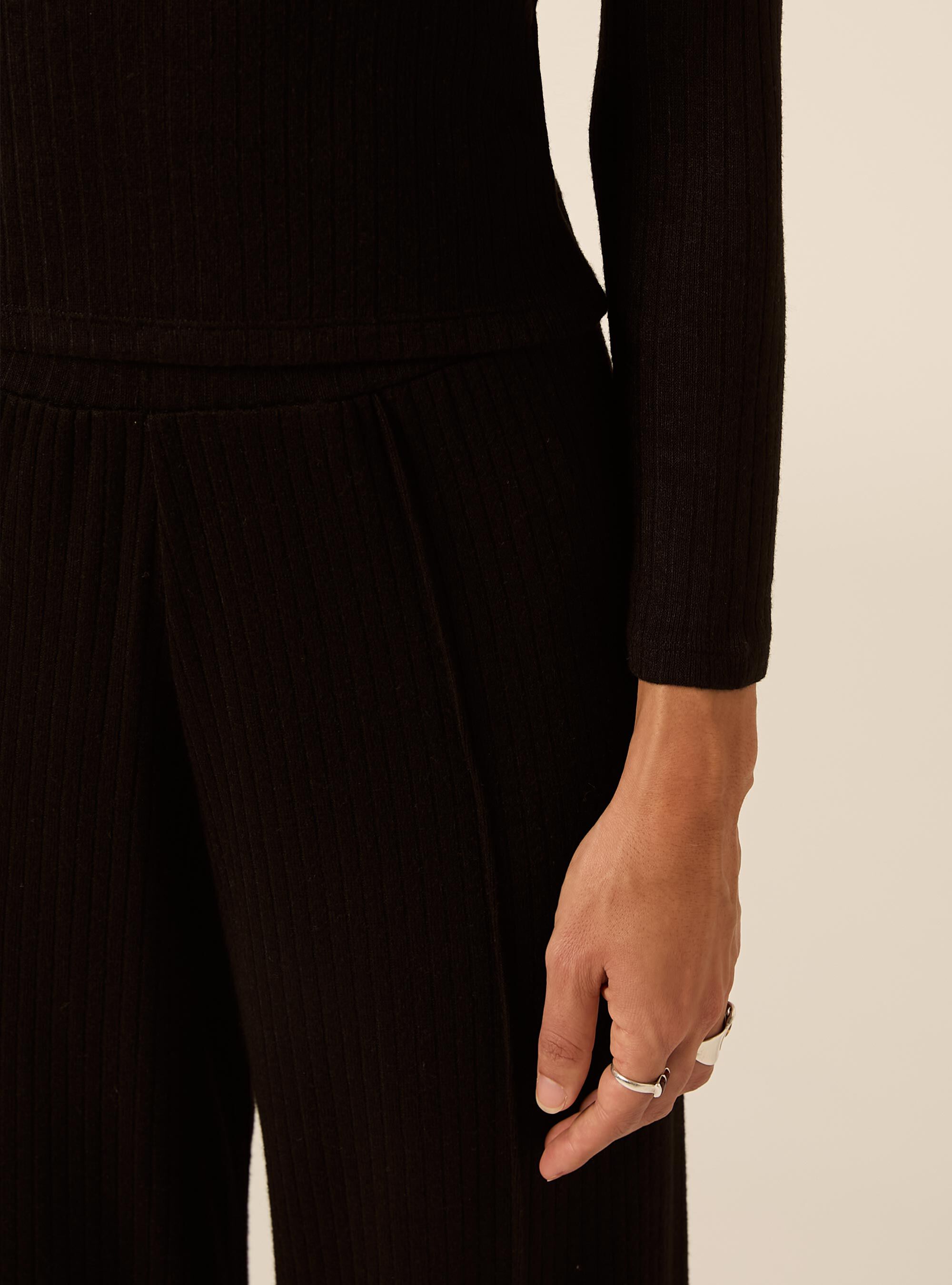 Pantaloni ampi a coste, BK1 BLACK