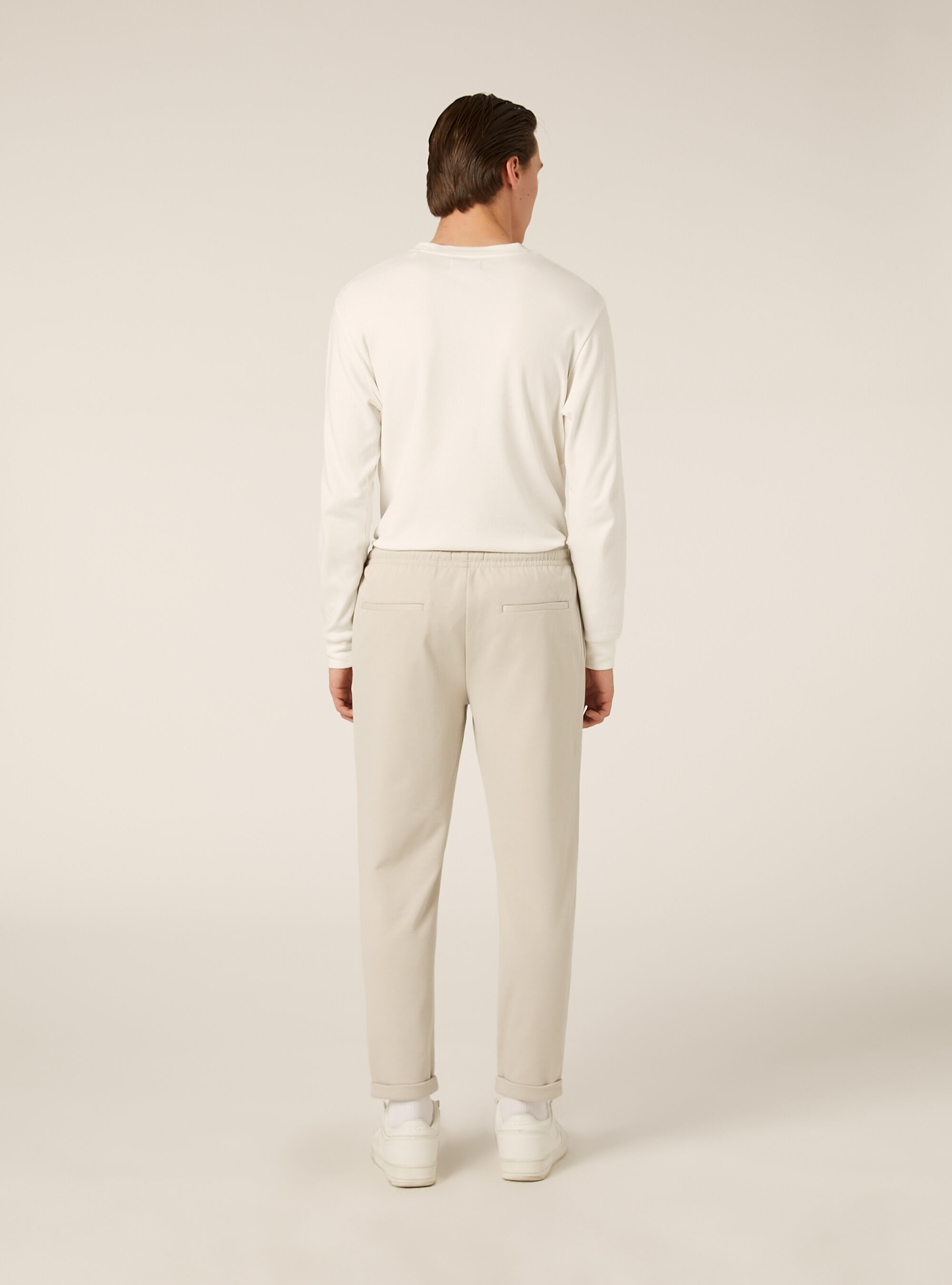 Pantaloni con vita jogger honeycomb, BEIGE MEDIO