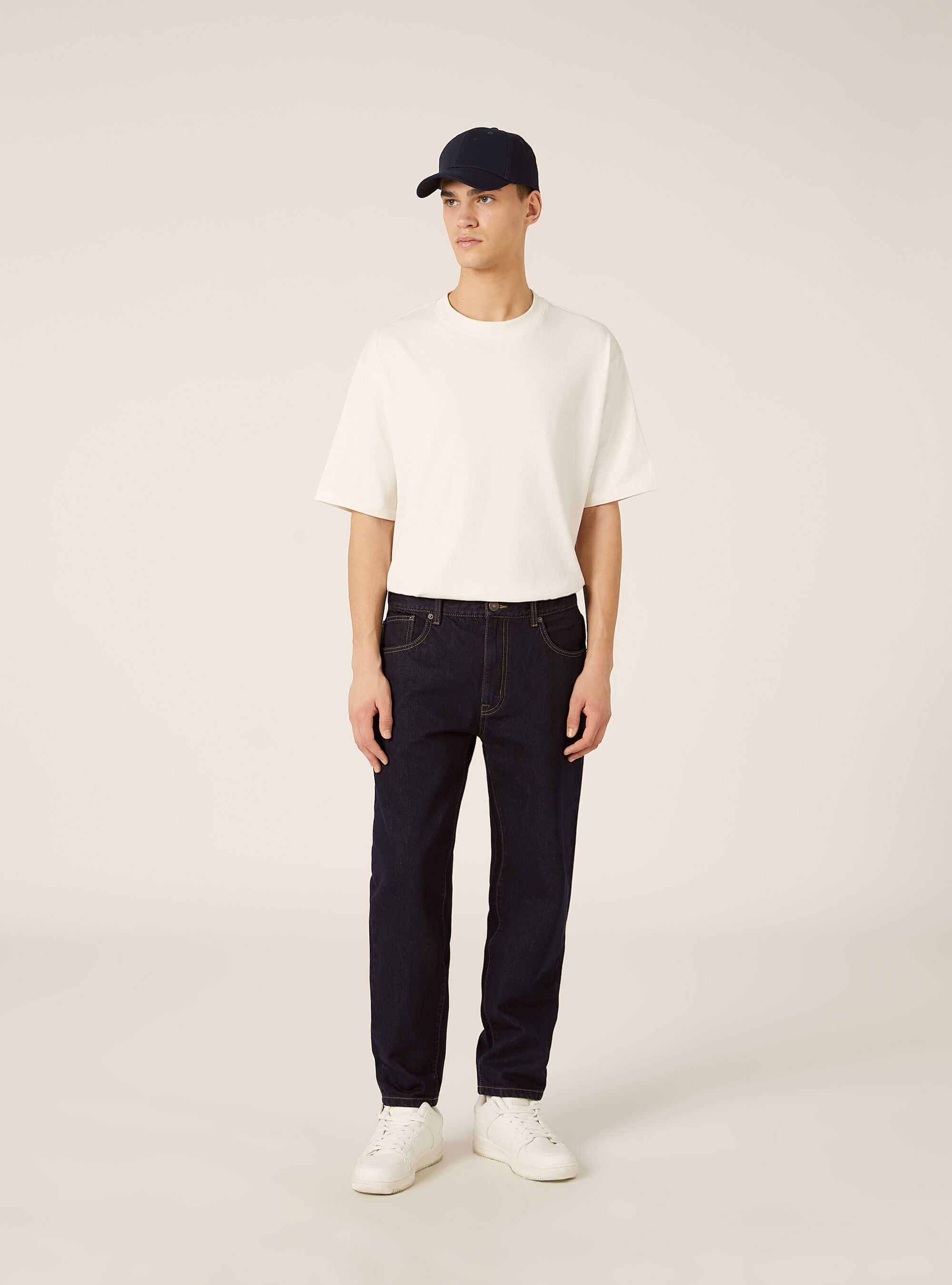Pantaloni in denim loose fit, D001 DEEP BLUE