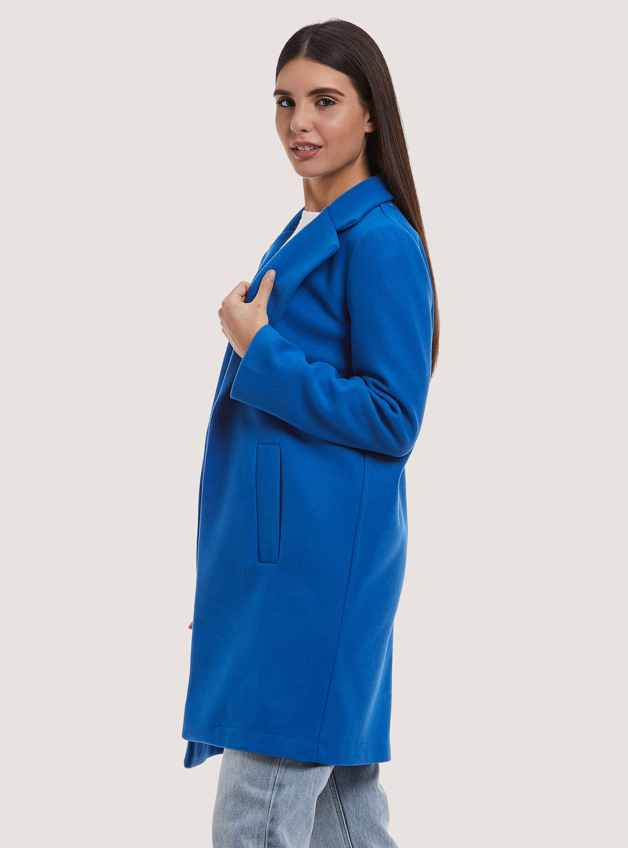 Open gauze knit coat, AZ1 AZURE DARK
