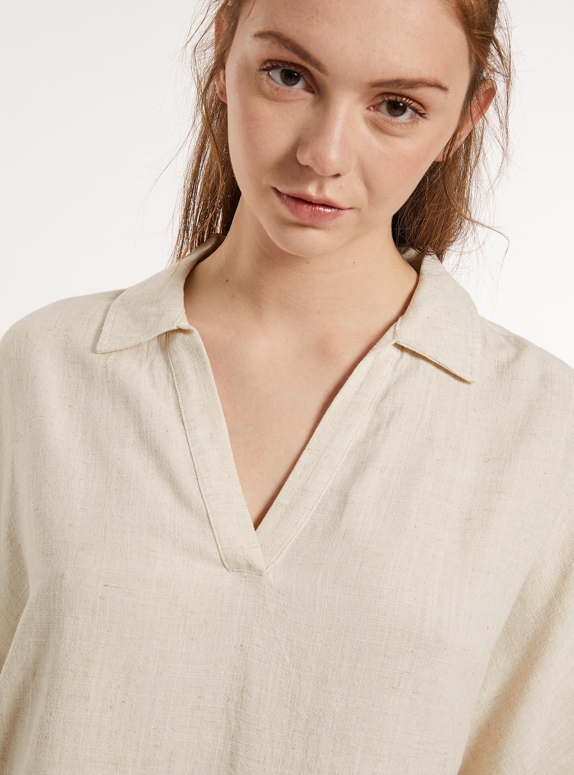 Linen-blend blouse, MBG3 BEIGE MEL LIGHT