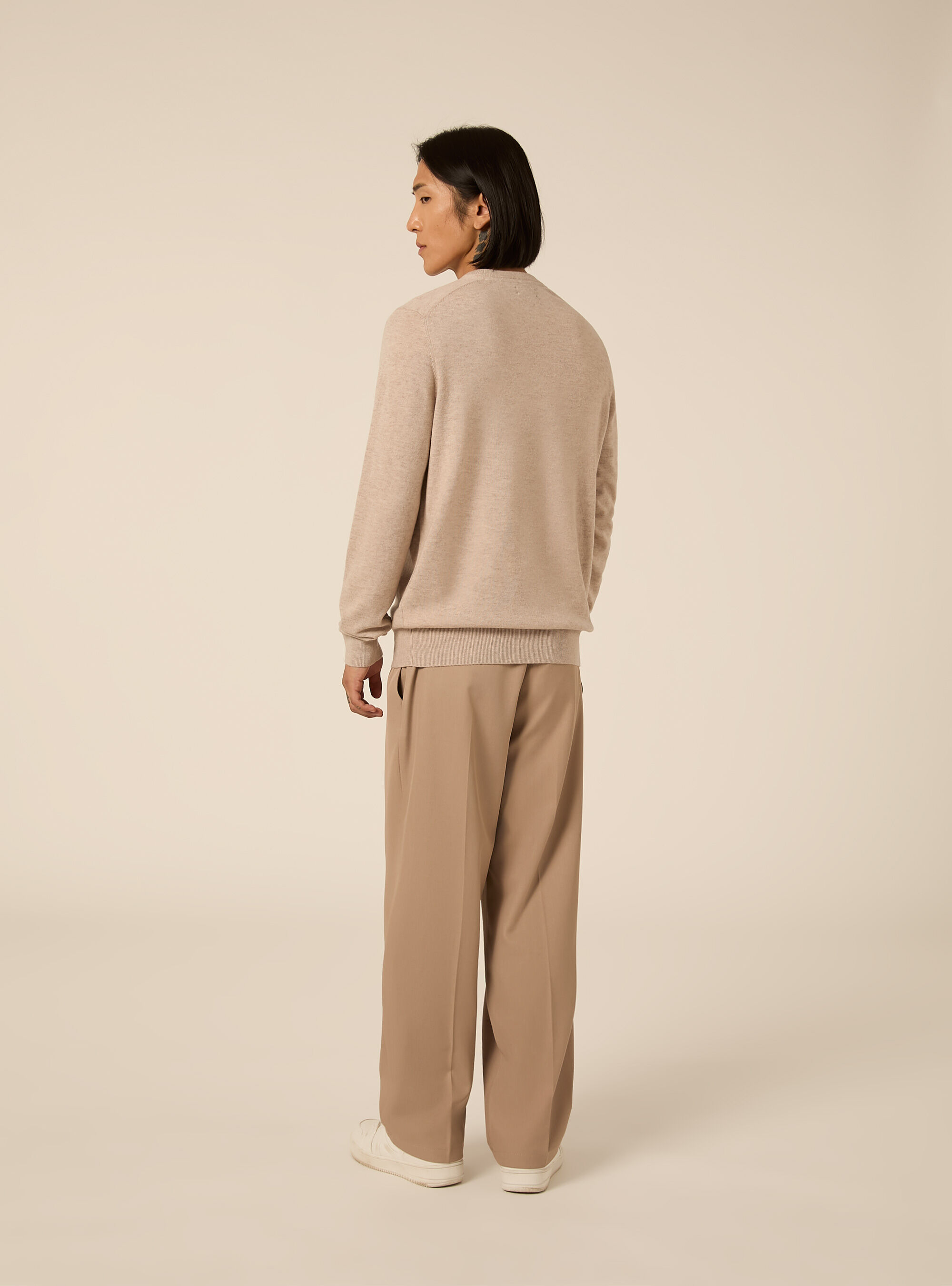 Rundhals pullover aus wolle und kaschmirmischung, MBG2 BEIGE MEL MED