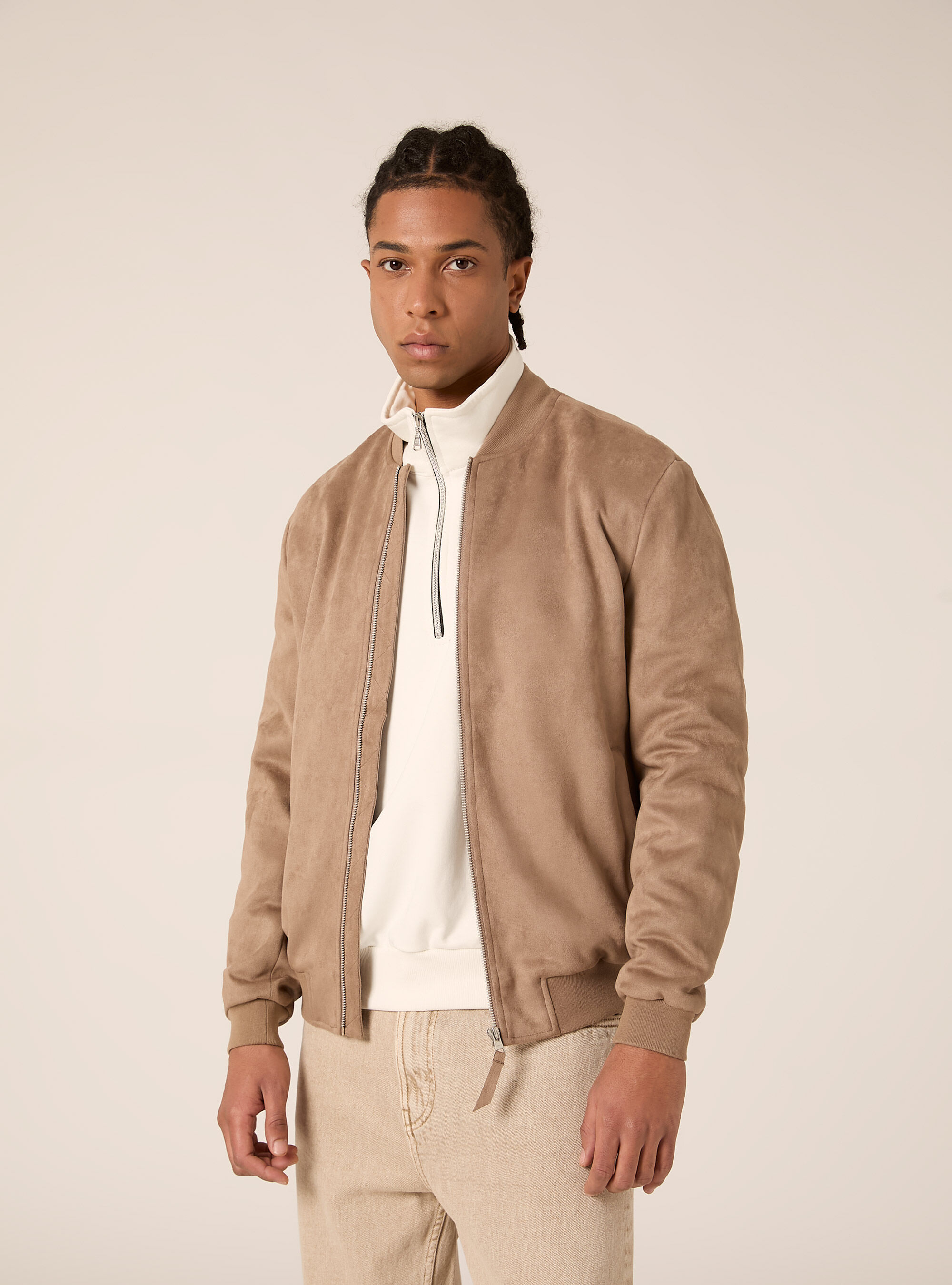Suede-effect bomber jacket