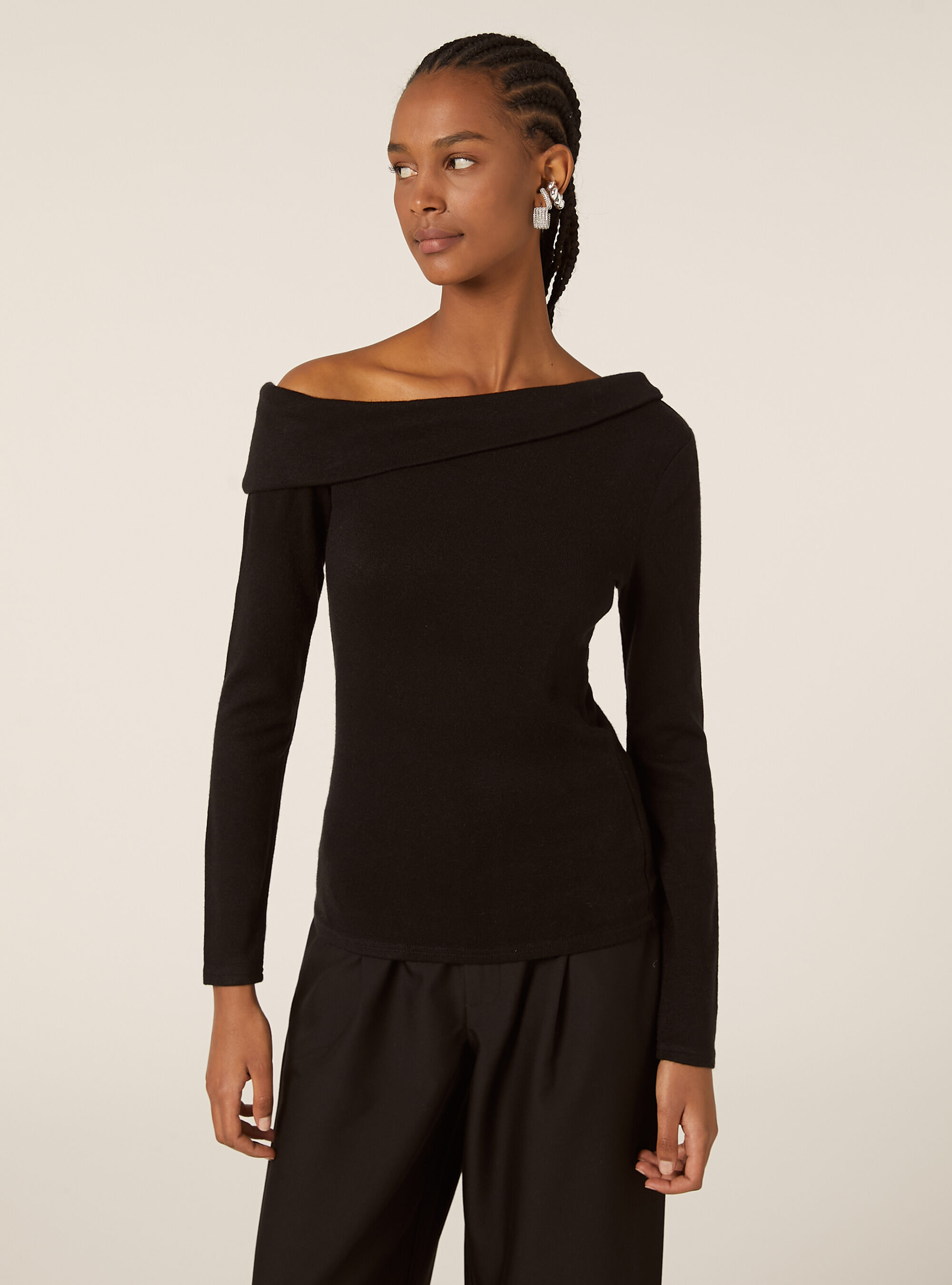 Maglia scollo bardot, BK1 BLACK