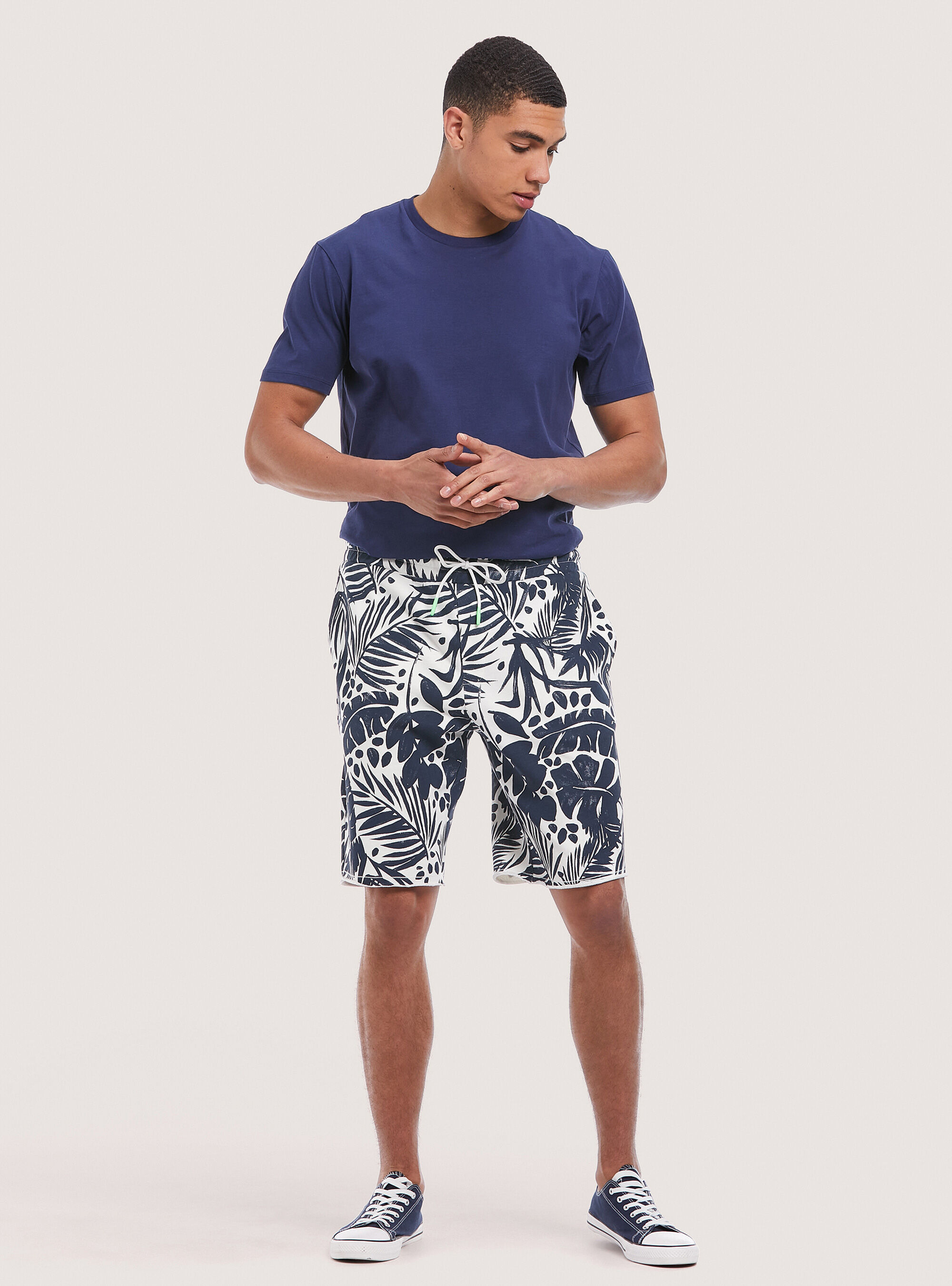 Bermudas de algod&oacute;n con estampado, LEAFS