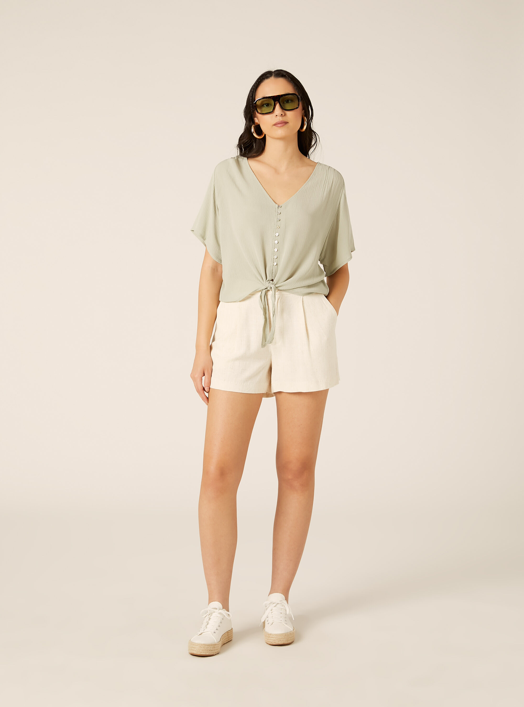 Camicia con nodo in crepe