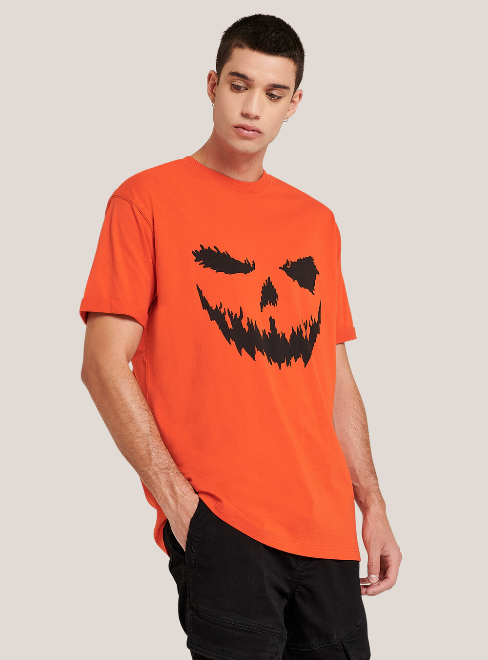 Camiseta de algodón de Halloween con calabaza - Main Image