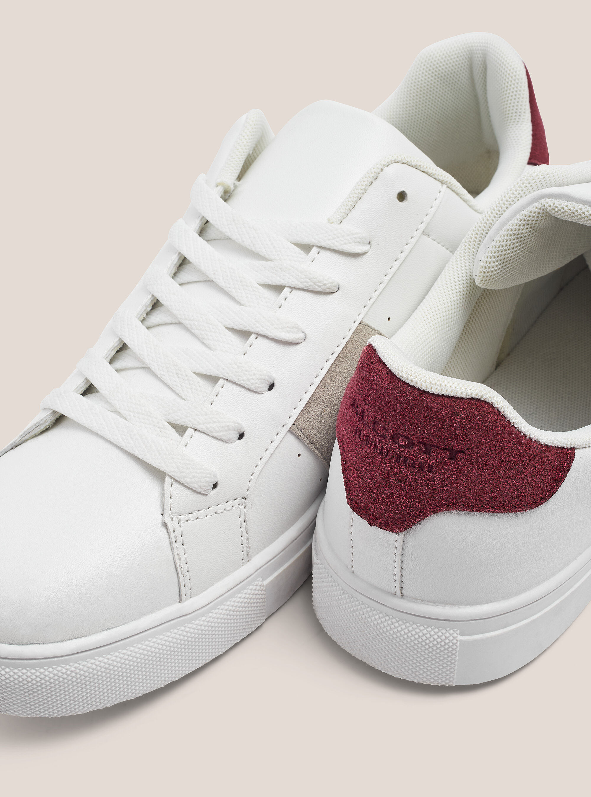 Sneakers con banda laterare a contrasto, BIANCO