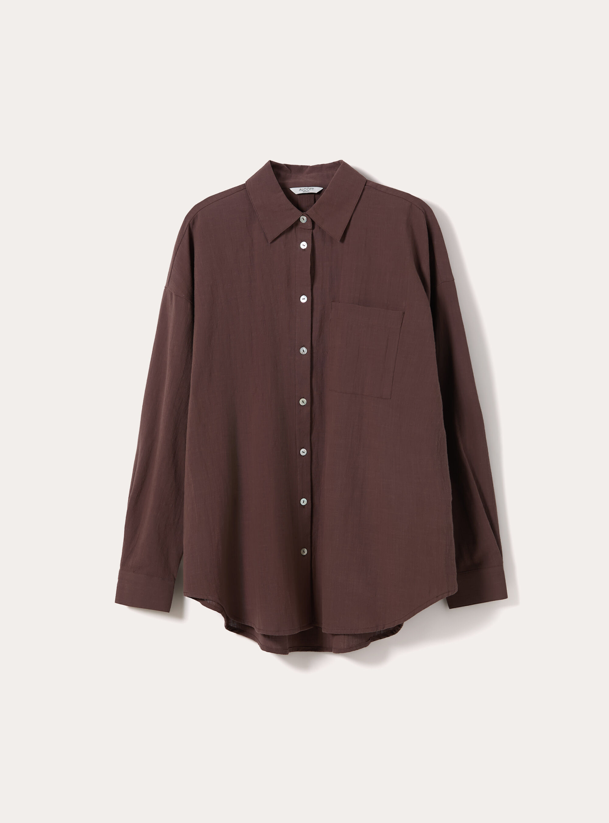 Camicia oversize con tasca, MARRONE MEDIO